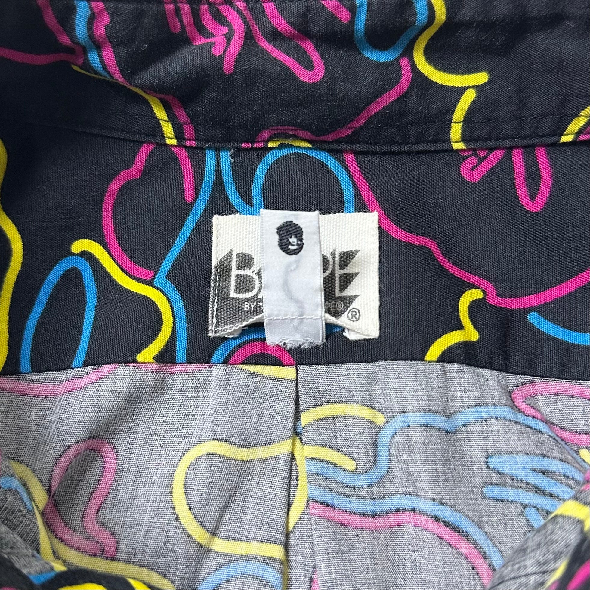 BAPE OG Neon Camo Button-Down Long sleeve Shirt in Black (Best Fit Large)