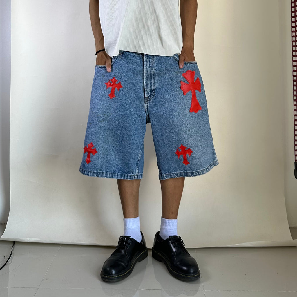 Tommy Hilfiger Denim Jorts with Customize Cross Patches (Size 38) - SOLD