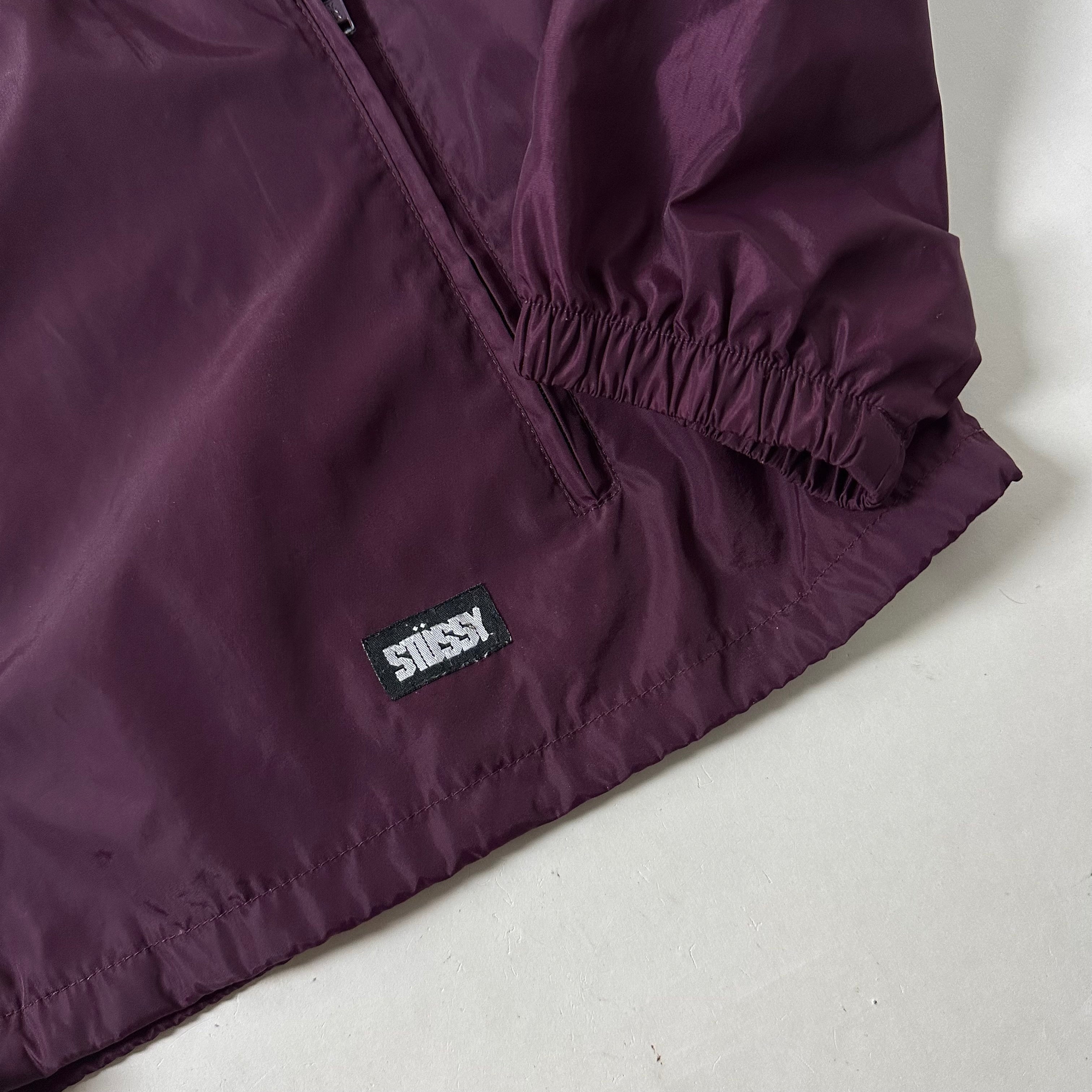 Stussy Windbreaker Jacket with Packable Hood in Burgundy (Size XL)
