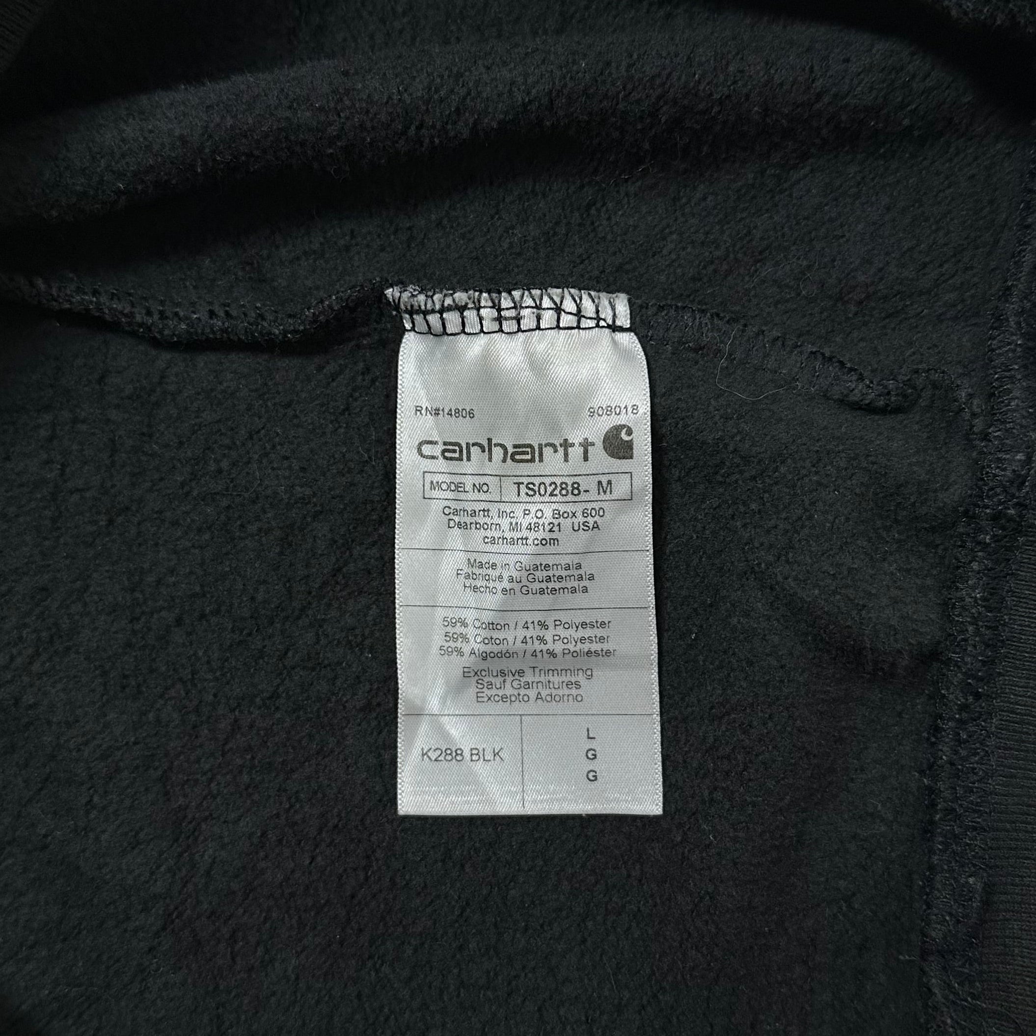 Carhartt Script Hoodie Jacket with Multiple stains in Black (Size Large)