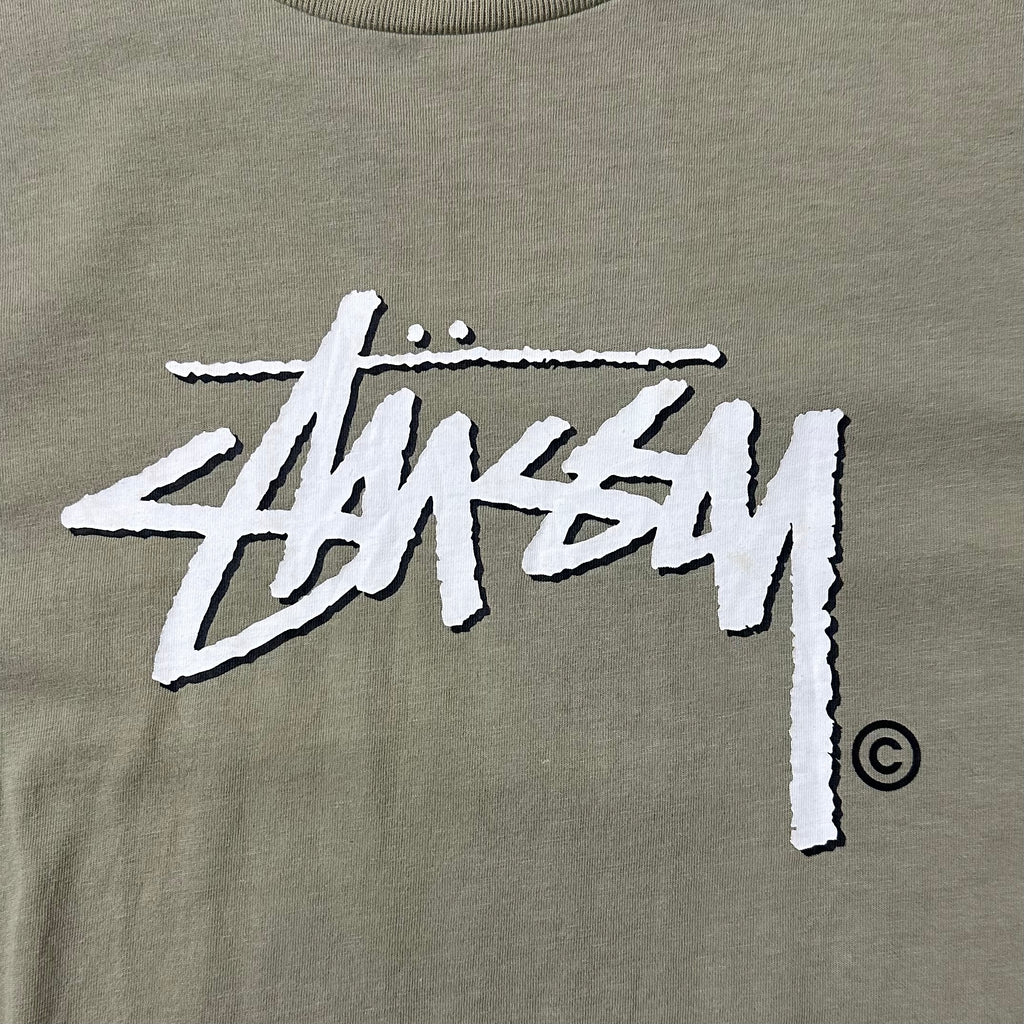 Stussy Crop T-shirt for Women in Olive green (Size 10 Medium)