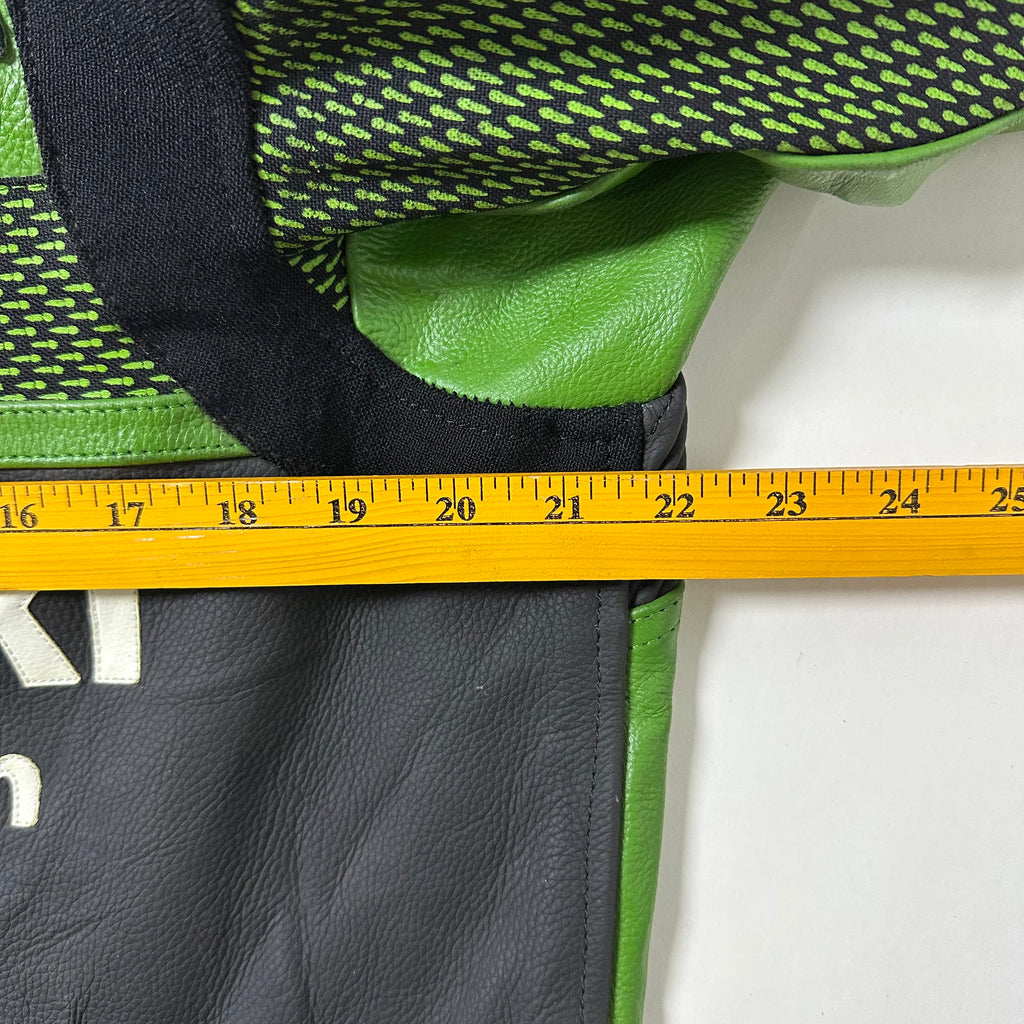 Kawasaki Racing Team Leather Armor Riding Jacket in Green (Size Medium)