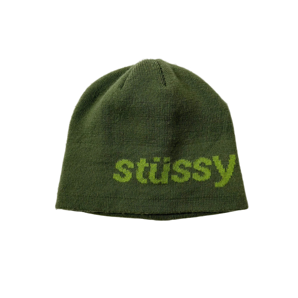 Stussy Helvetica Jacquard Beanie in Olive Green (One Size)