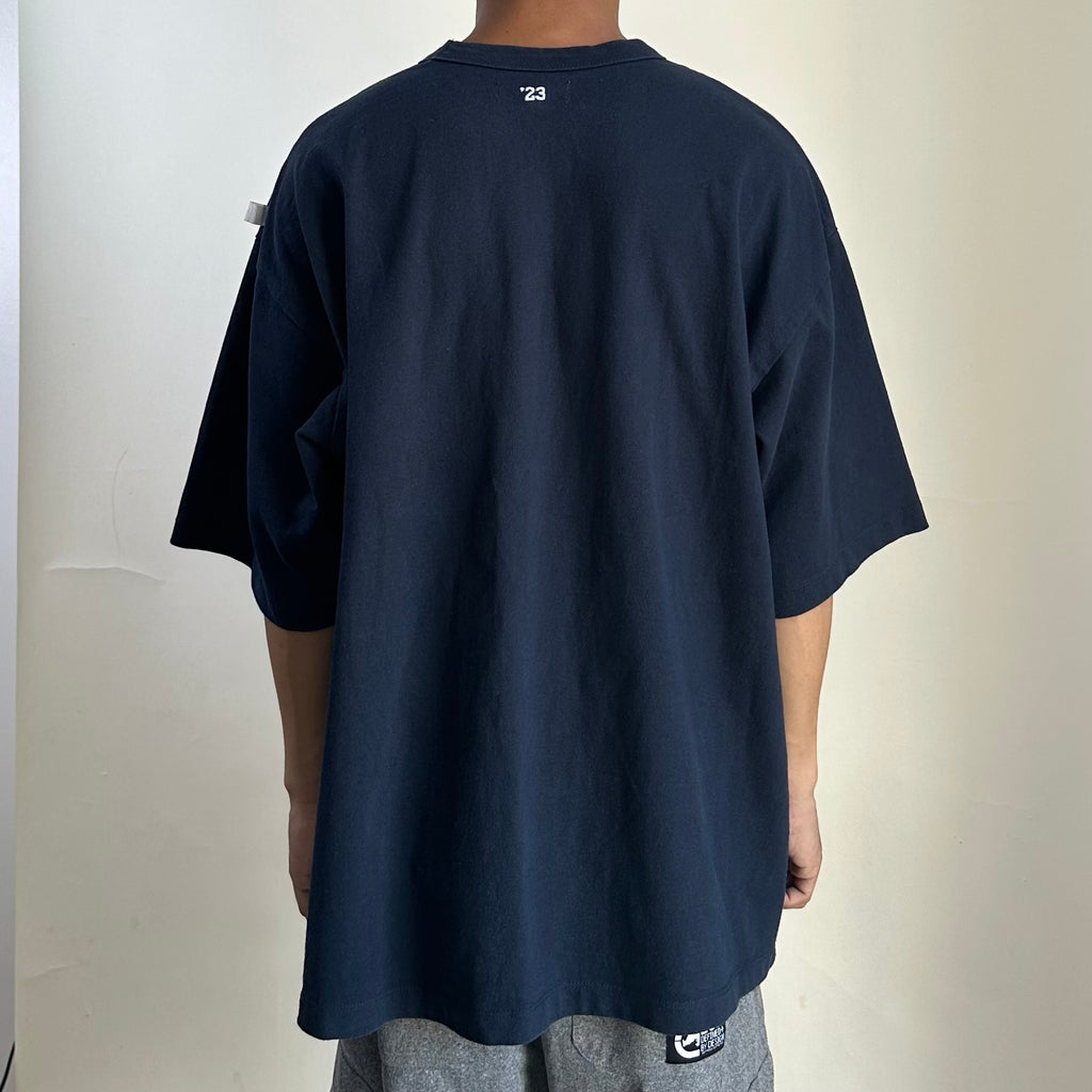 CAHLUMN Heavy Weight Jersey Pocket T-shirt in Navy Blue Size Large (Fits XL)