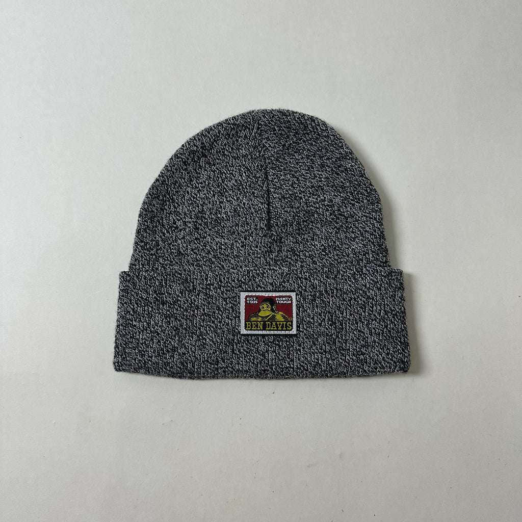 BEN DAVIS Beanie Acrylic Cuffed Knit Hat in Marled Black (One Size)