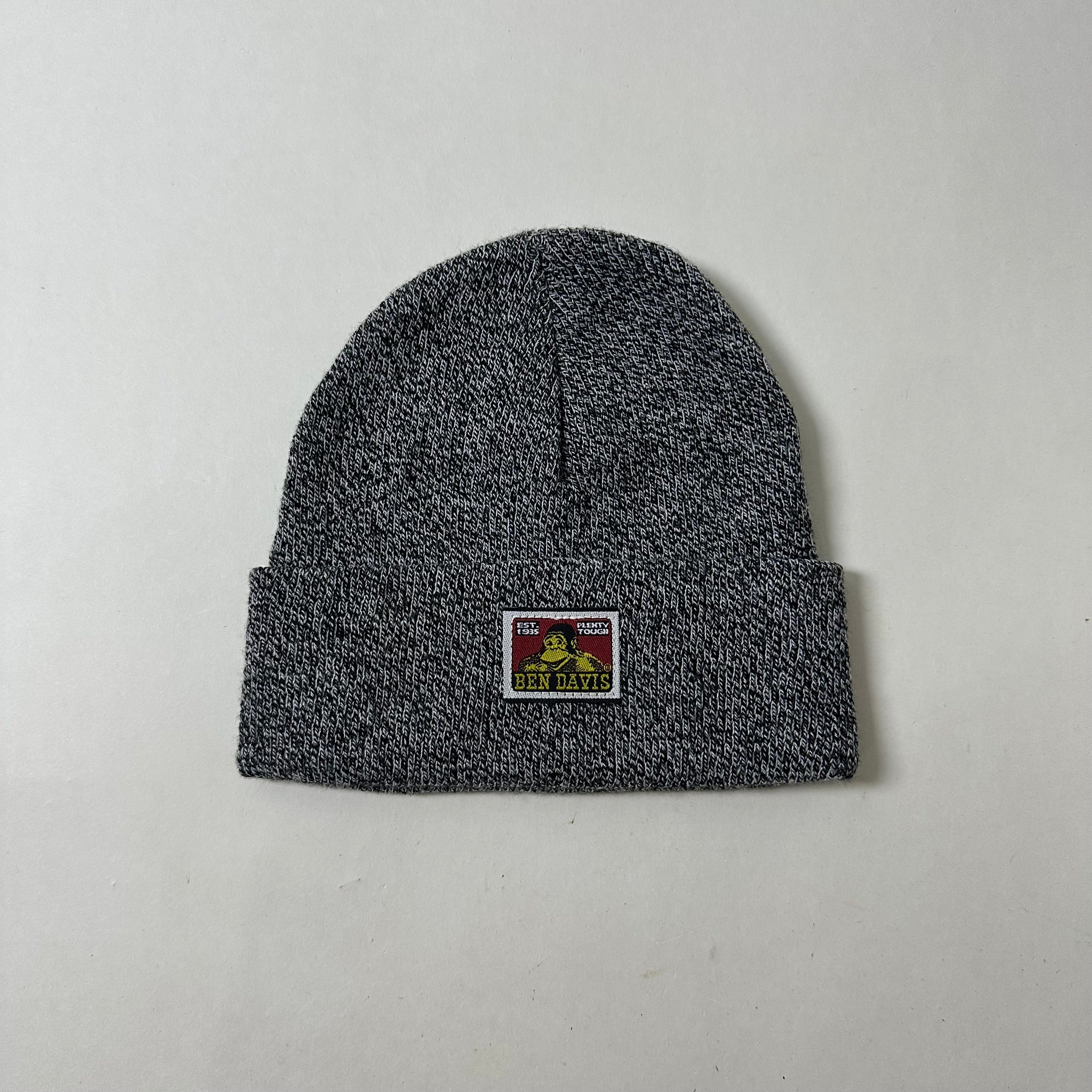 BEN DAVIS Beanie Acrylic Cuffed Knit Hat in Marled Black (One Size)