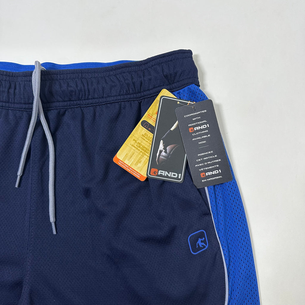 BRAND NEW AND1 Men's Active All Court Basketball Shorts Navy Size Medium (32-38)