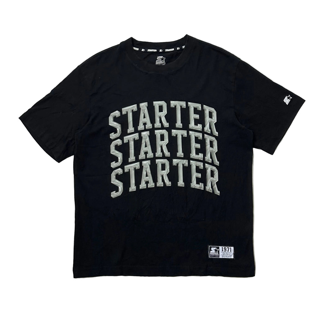 STARTER Multi-Logo T-shirt in Black Size Medium (Fits Large)