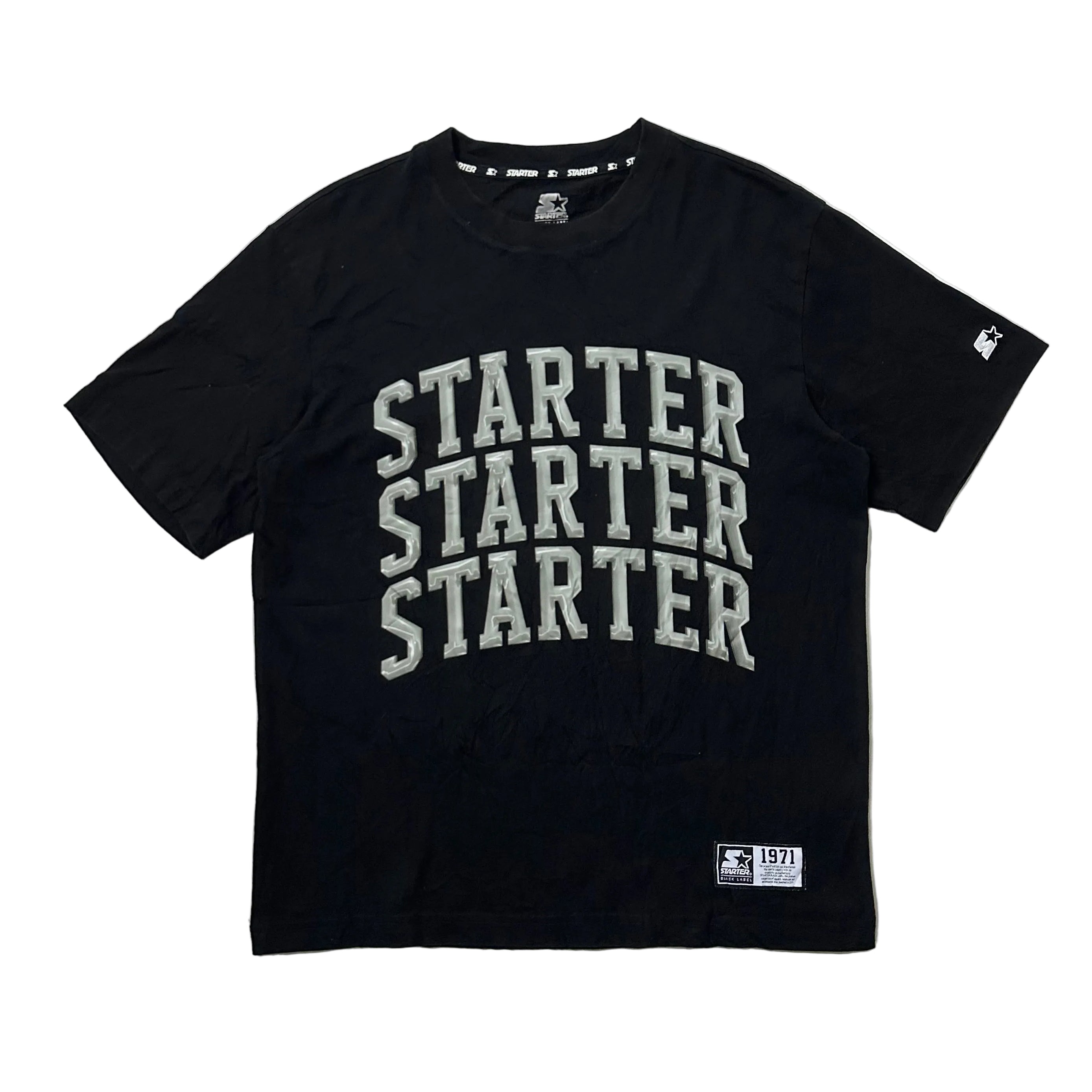 STARTER Multi-Logo T-shirt in Black Size Medium (Fits Large)