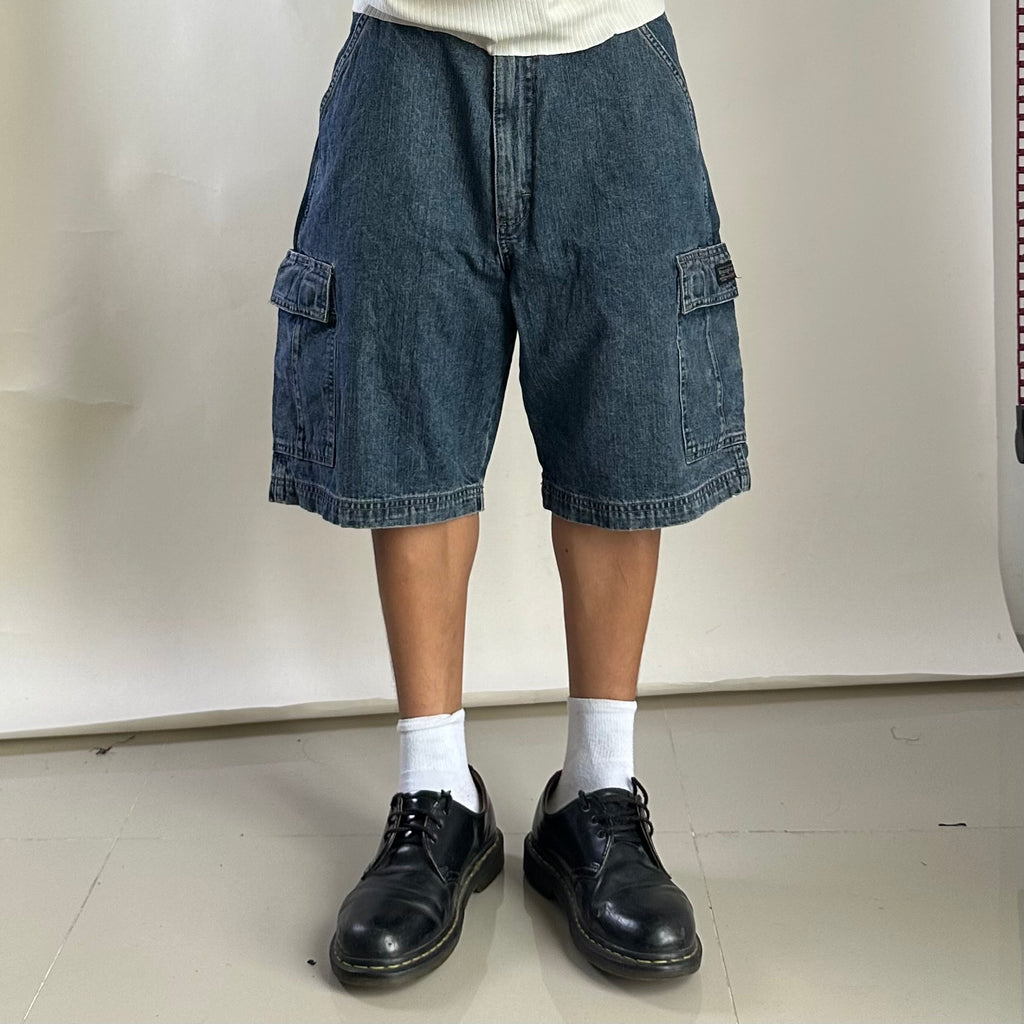 Wrangler Cargo Jorts Dark Blue Denim (Size 34)