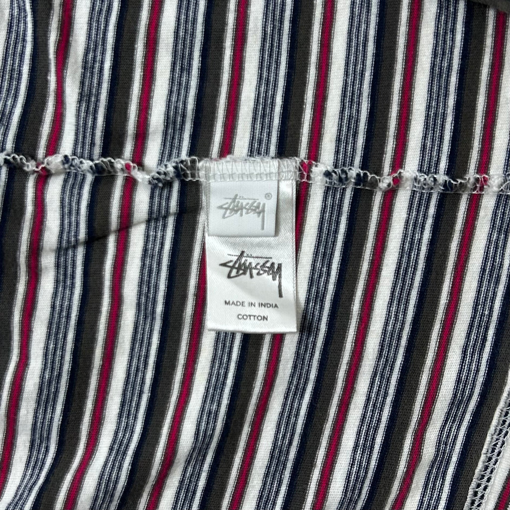 Stussy Embroidered Logo T-shirt in Stripe (Size Large)