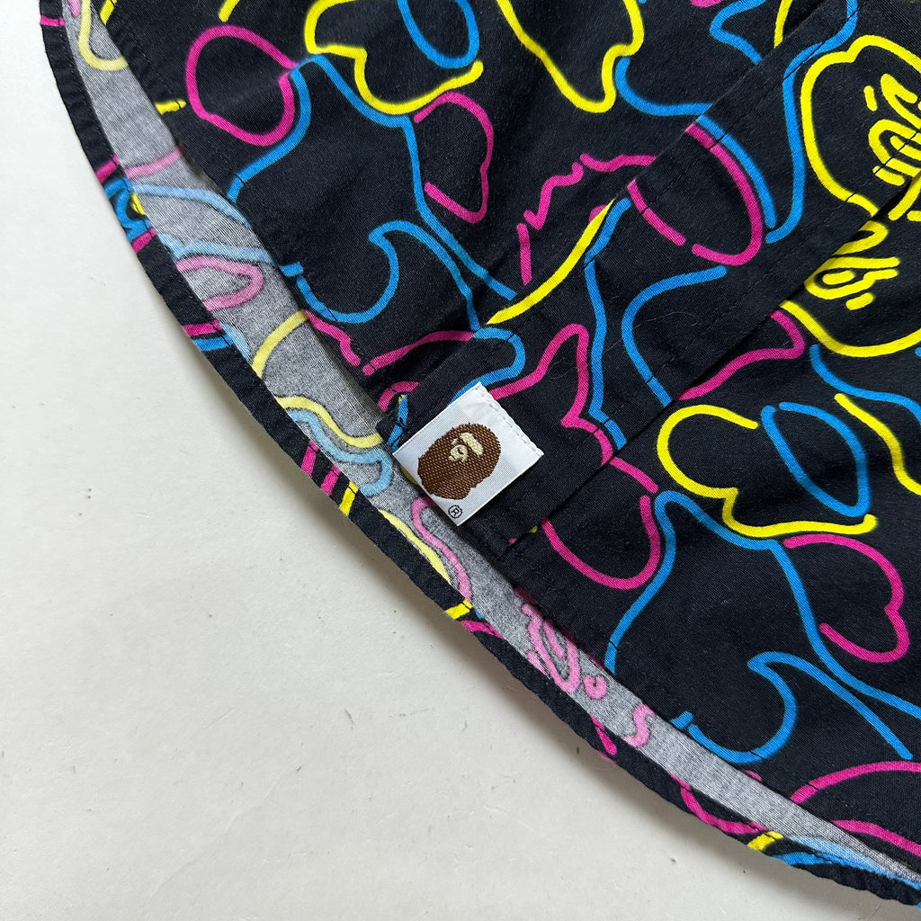 BAPE OG Neon Camo Button-Down Long sleeve Shirt in Black (Best Fit Large)