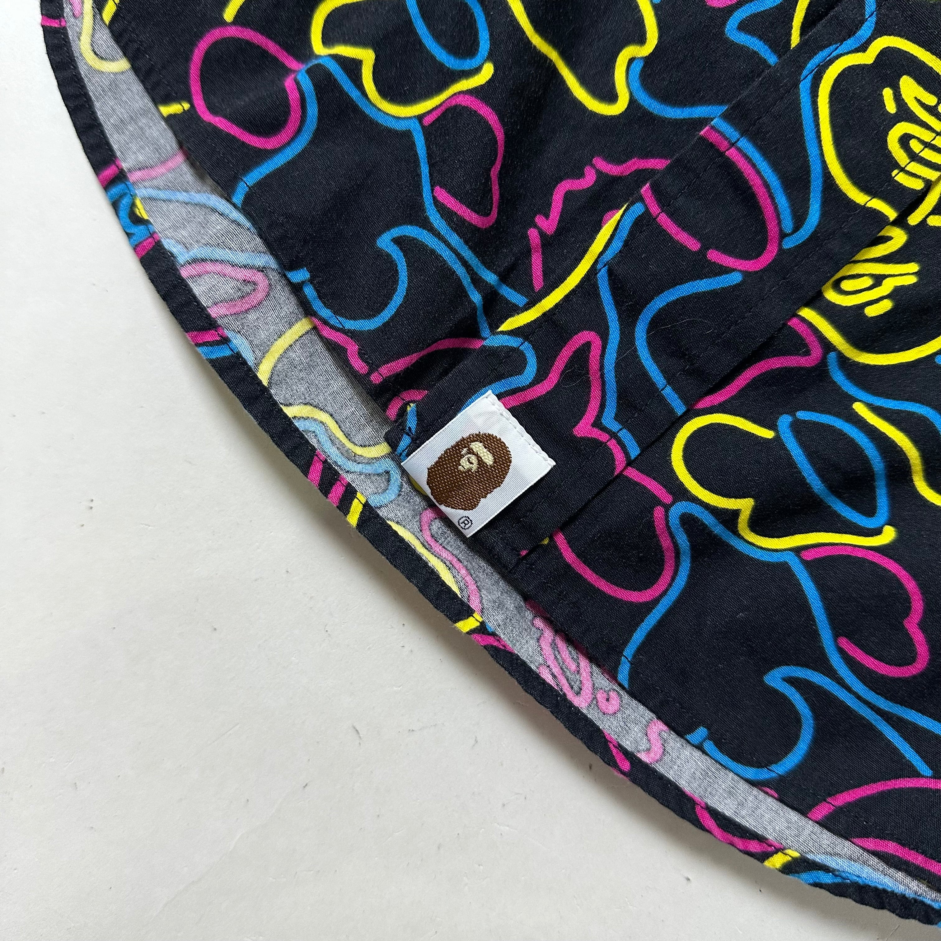 BAPE OG Neon Camo Button-Down Long sleeve Shirt in Black (Best Fit Large)