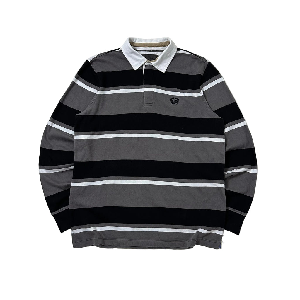 Denver Hayes Rugby Polo Shirt Longsleeve Striped Large