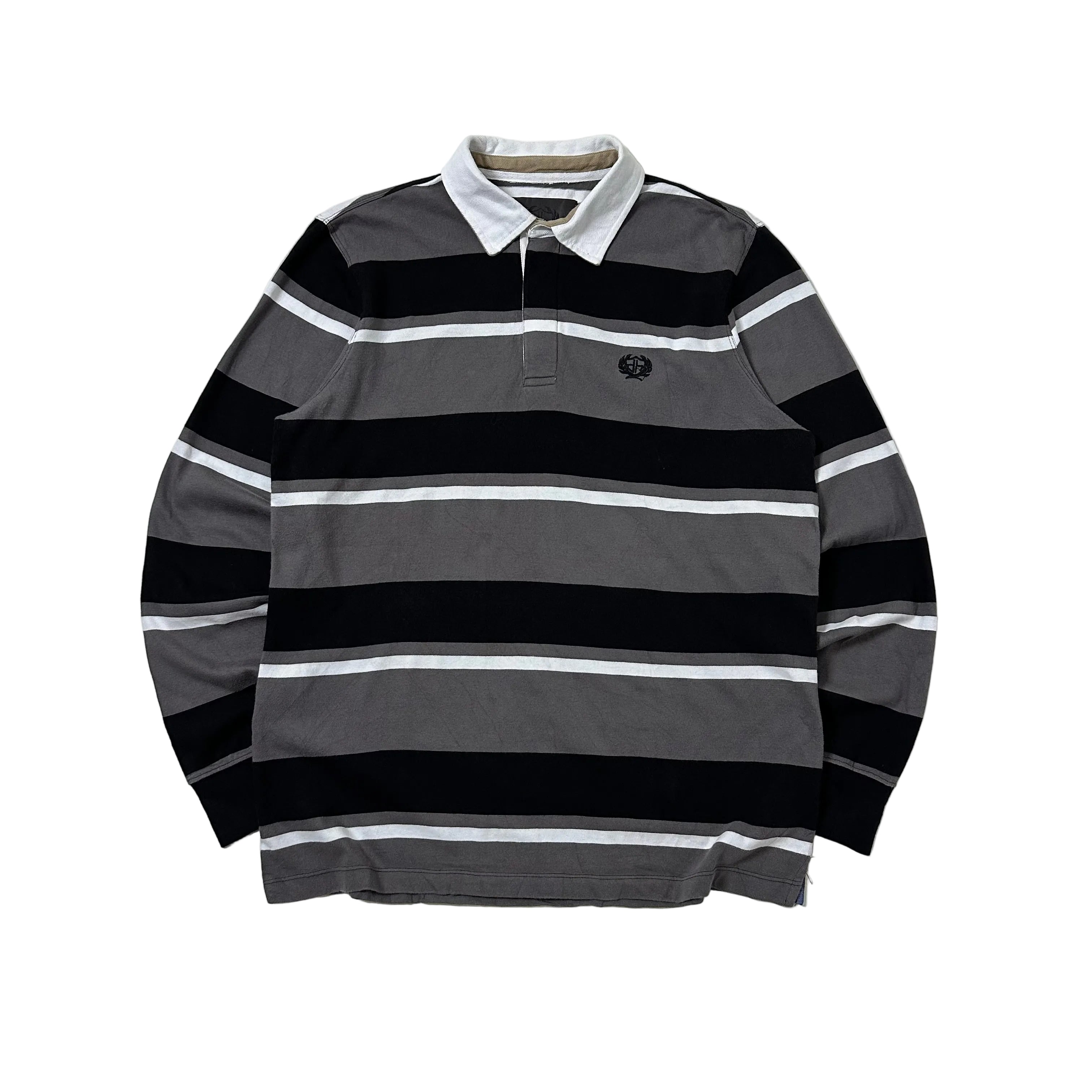 Denver Hayes Rugby Polo Shirt Longsleeve Striped Large
