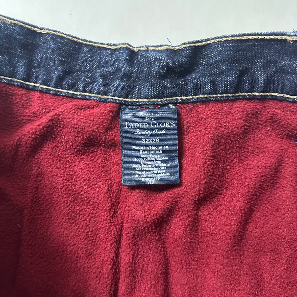 Faded Glory Carpenter Pants Fleece-lined in Dark Indigo (Size 32)