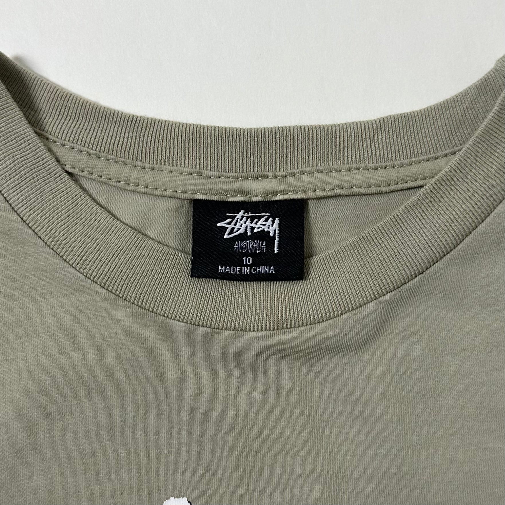 Stussy Crop T-shirt for Women in Olive green (Size 10 Medium)