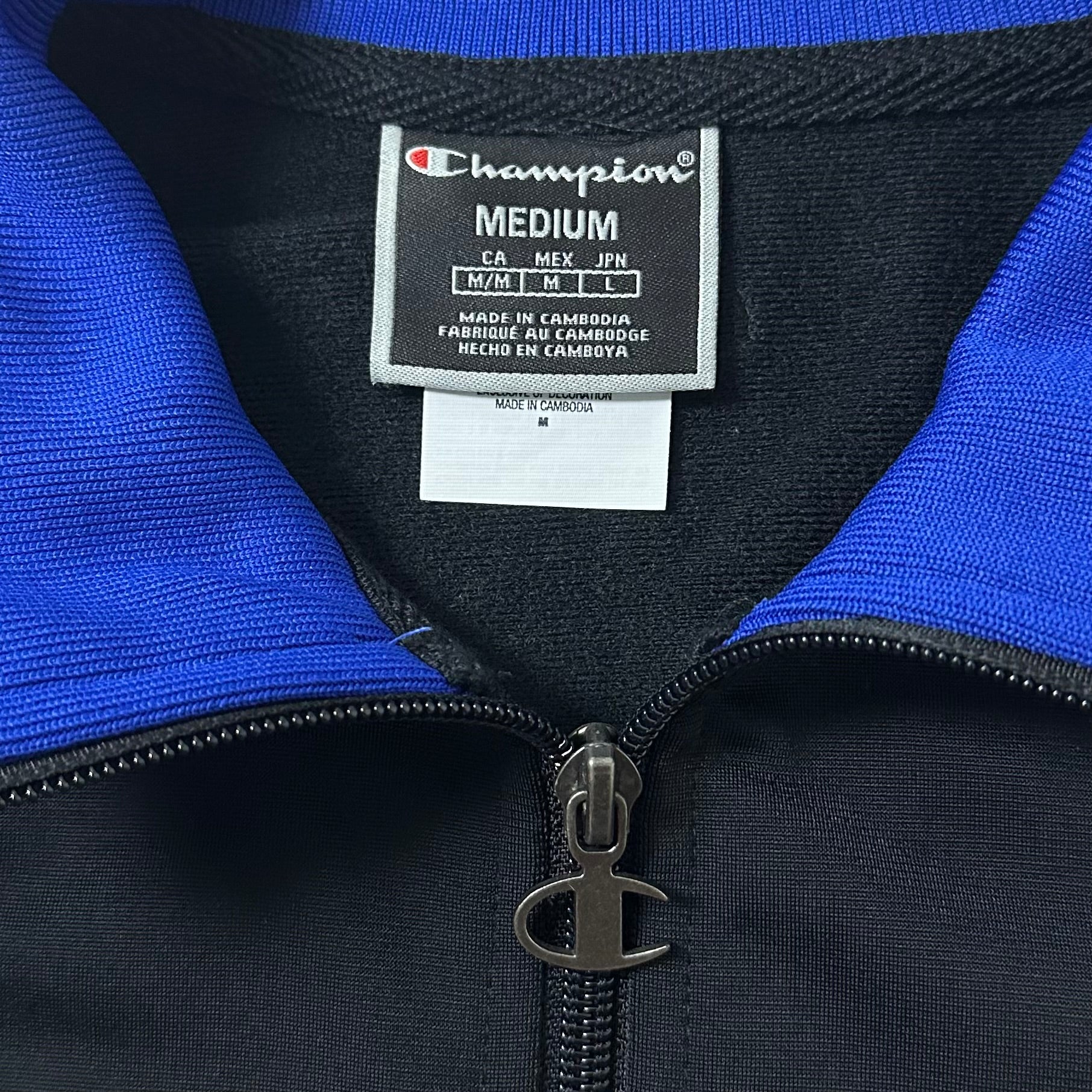 CHAMPION BIG C Track Jacket with Side tape Logo on sleeve Size Medium (Fits Large)