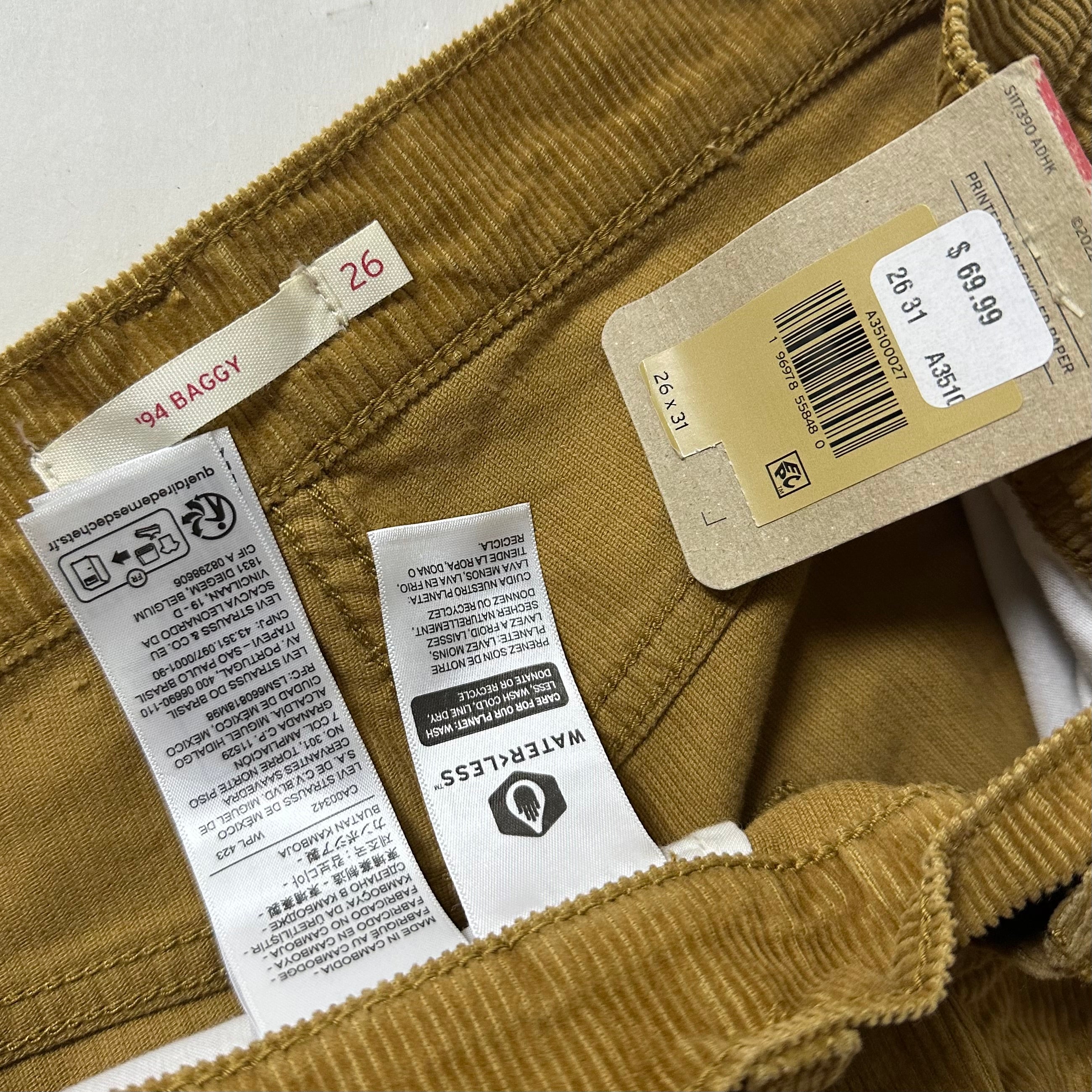 Levi’s 94 Baggy Corduroy Pants in Brown for Women (26-28)