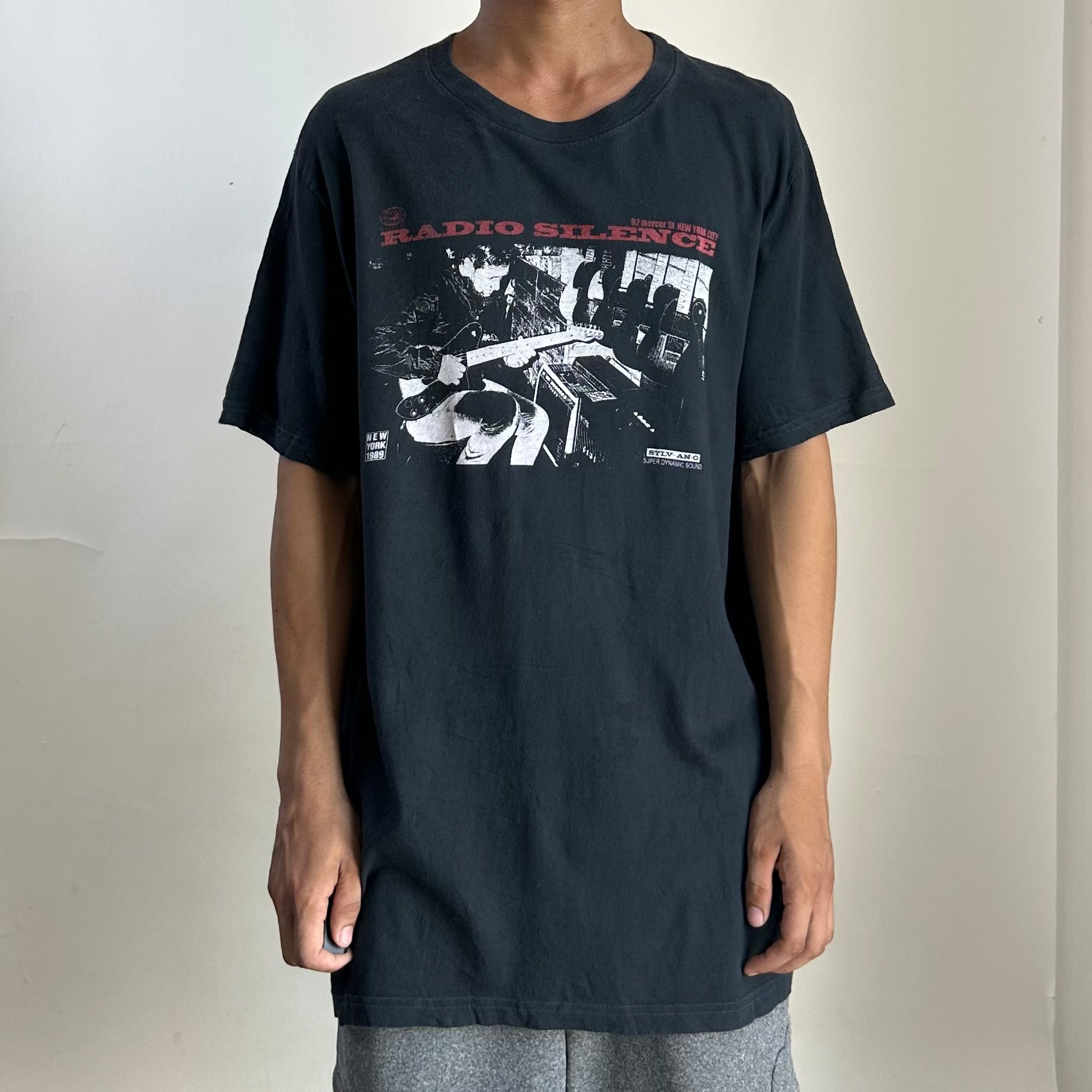 Brandy Melville/John Galt Radio Silence Graphic T-shirt in Black (Best Fit Large)