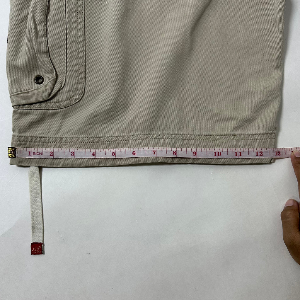 U.S Expedition Y2k Baggy Long Cargo Shorts Beige Size 36