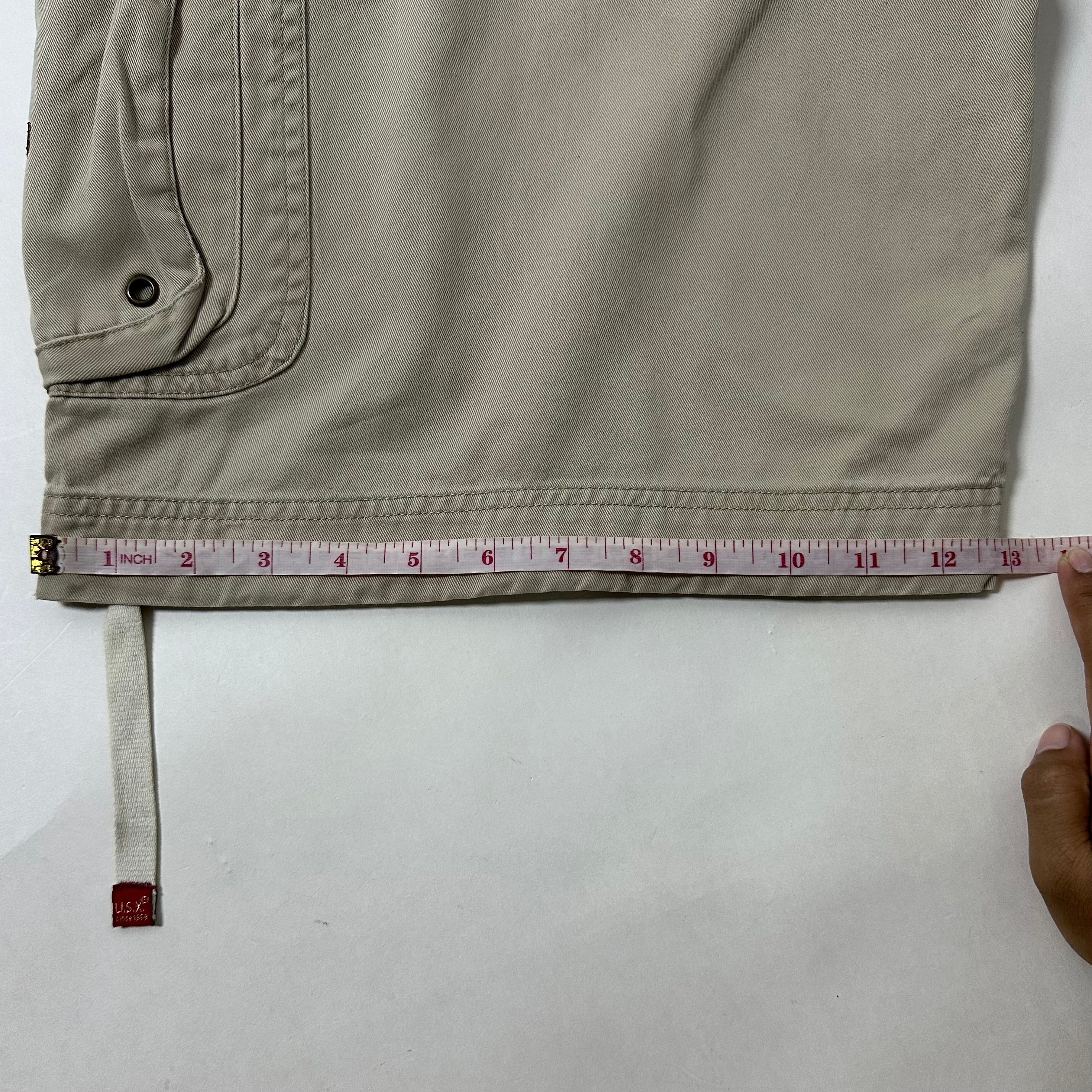 U.S Expedition Y2k Baggy Long Cargo Shorts Beige Size 36