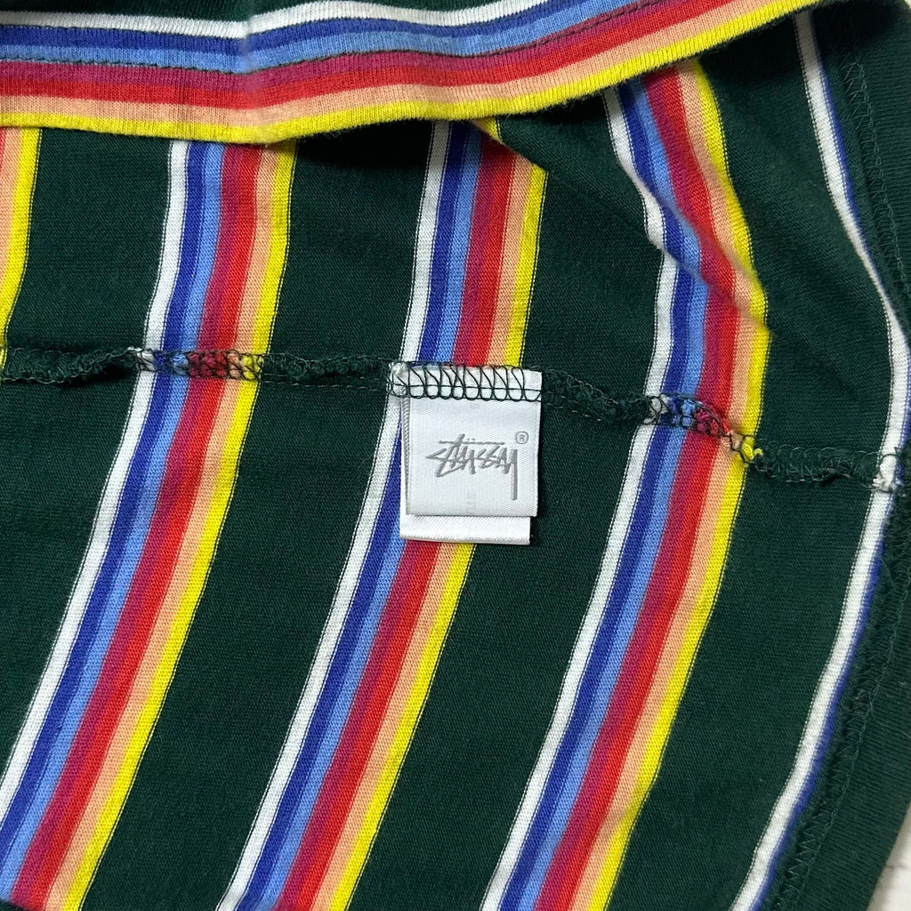 Stüssy Designs Laguna Beach CA T-shirt in Stripes Pattern Size Small Oversized (Fits Large)
