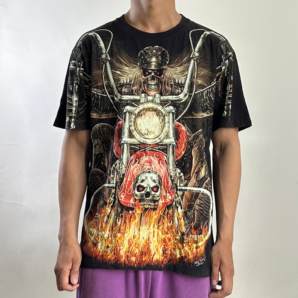 Rock Chang High Definition T-Shirt Glow in the Dark Skull Rider (Size Medium) — SOLD