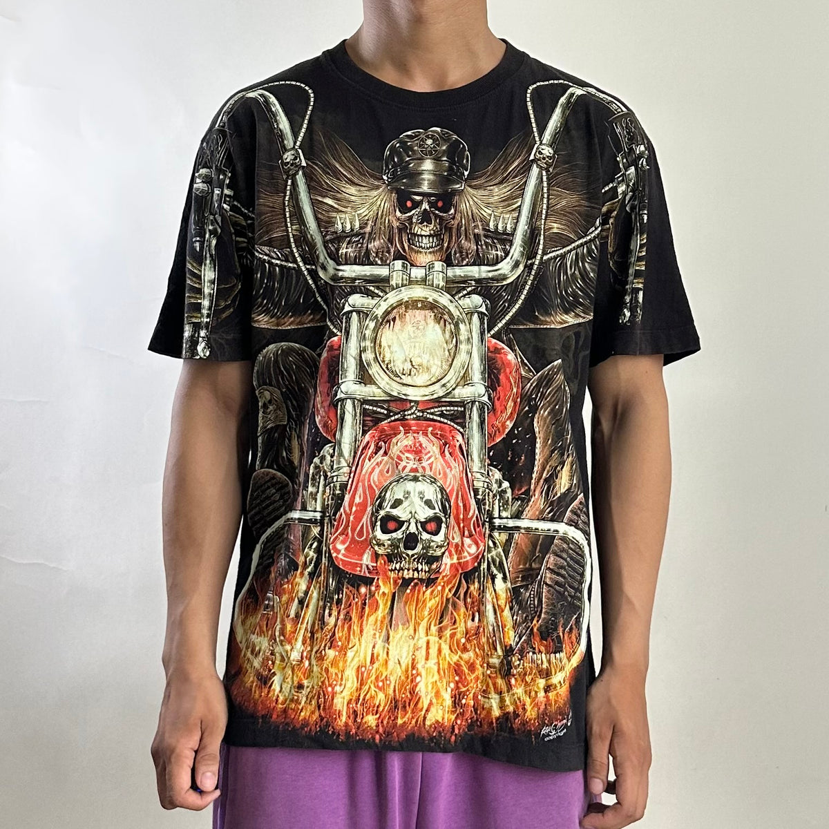 Rock Chang High Definition T-Shirt Glow in the Dark Skull Rider (Size Medium) — SOLD