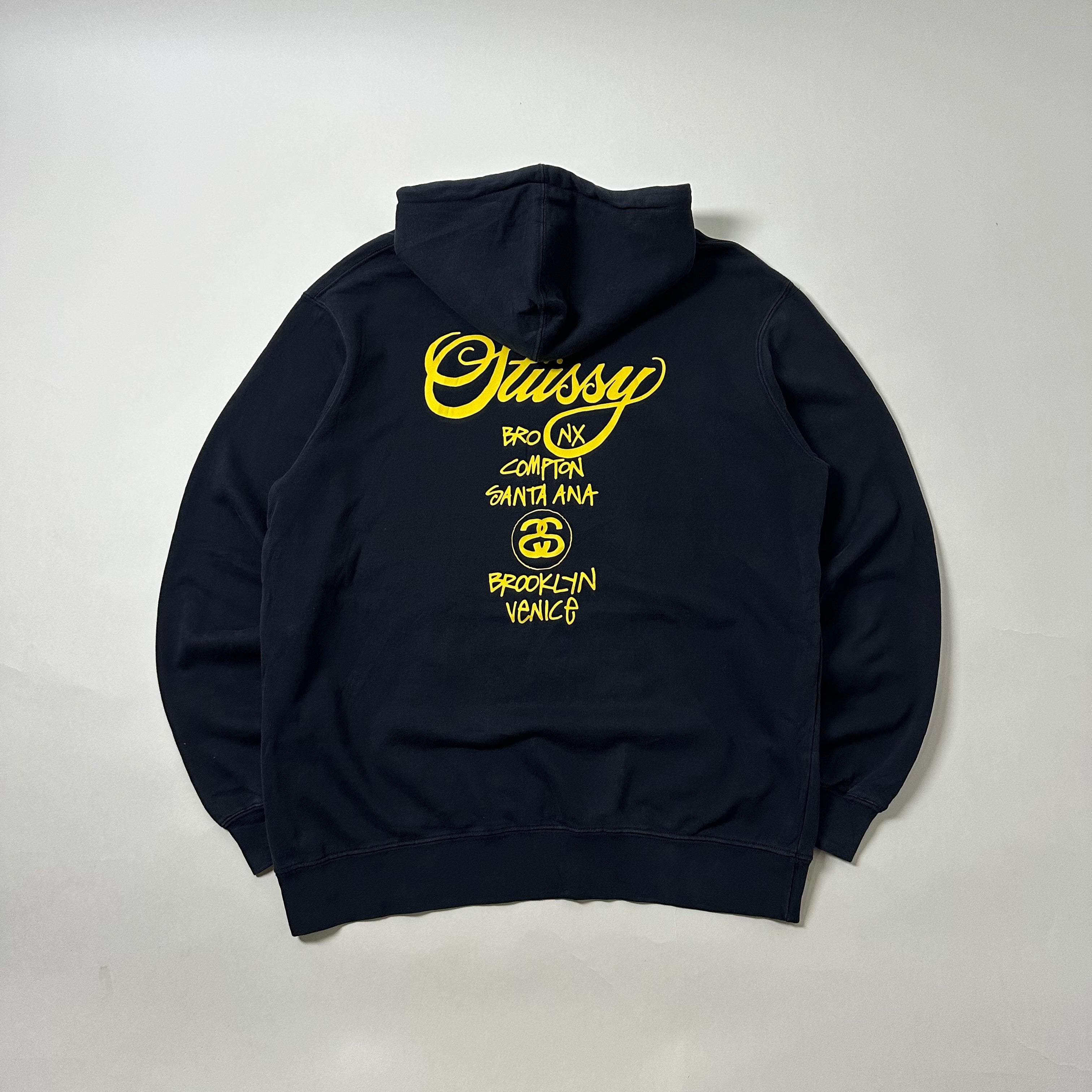 Stussy World Tour Hoodie Jacket in Black Size XL (Best Fit Large)