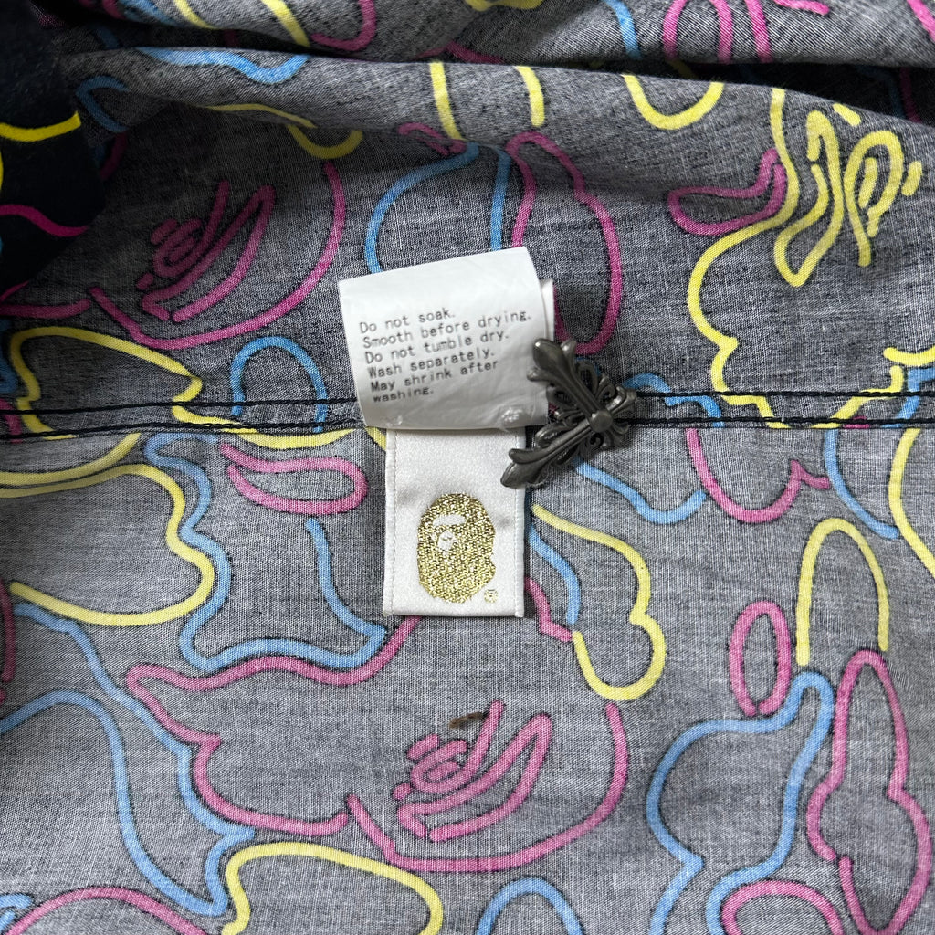 BAPE OG Neon Camo Button-Down Long sleeve Shirt in Black (Best Fit Large)