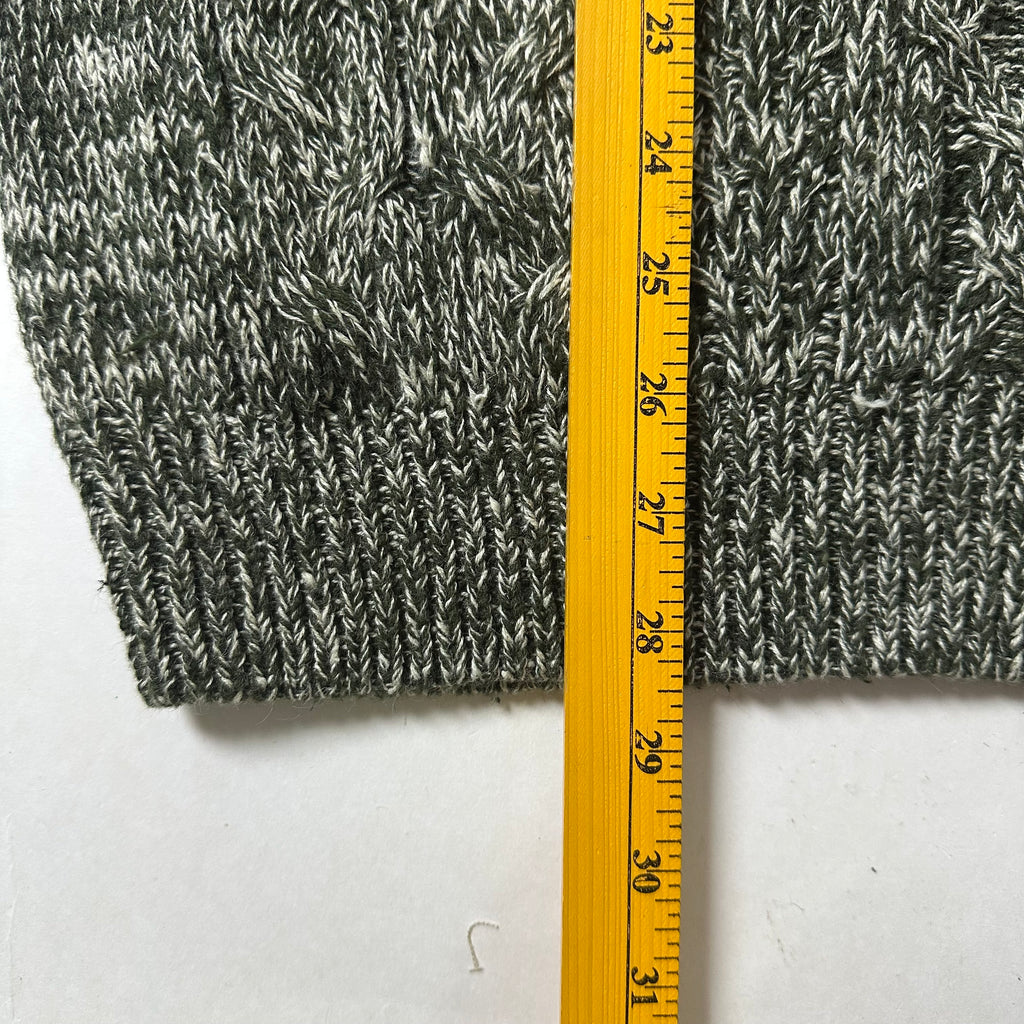Vintage Structure Cable-Knit Sweater in Marled Green (Size XL)