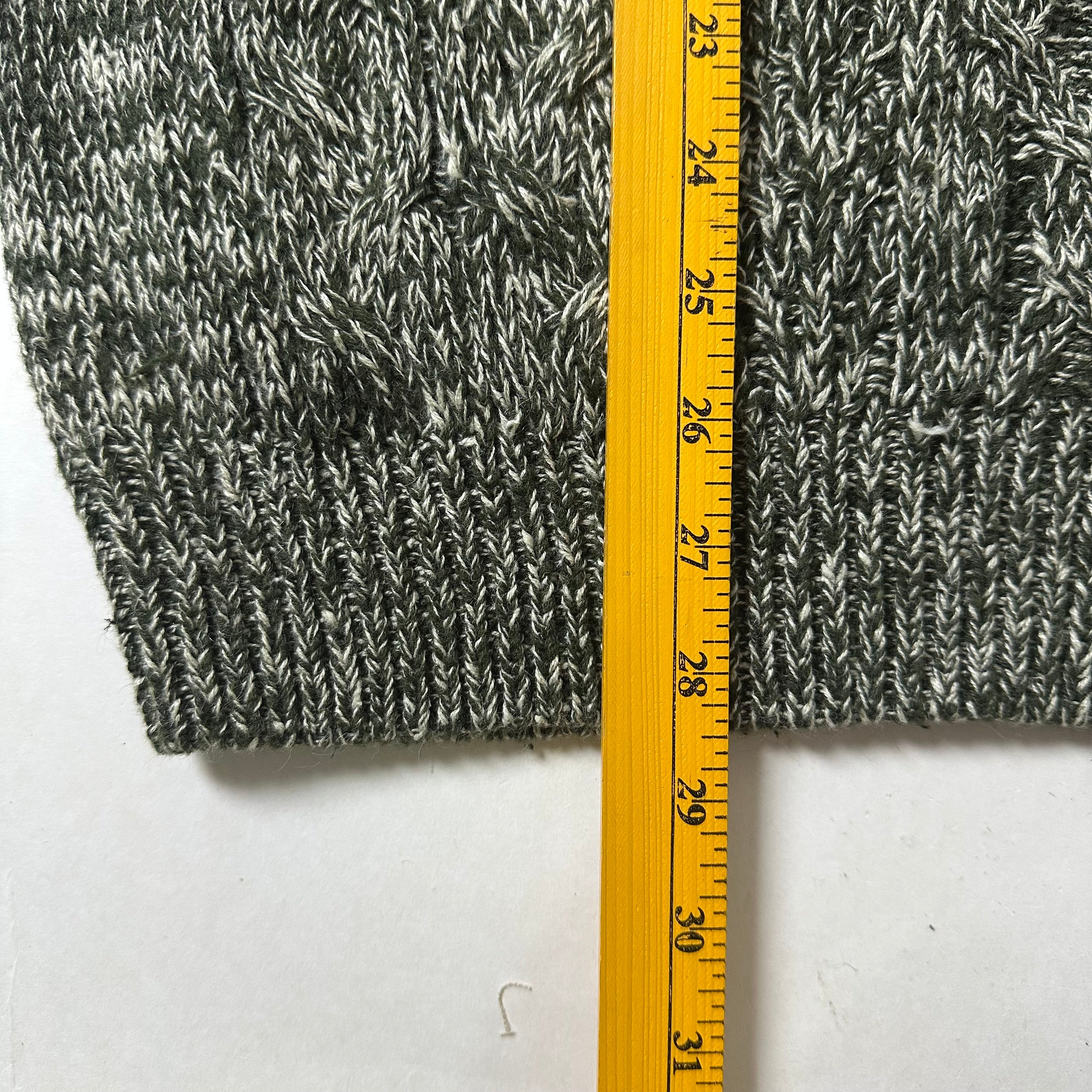 Vintage Structure Cable-Knit Sweater in Marled Green (Size XL)