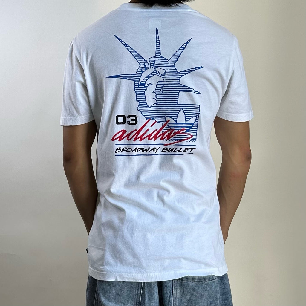 Adidas Grand T-Shirt, specifically the "White Red Blue" Small