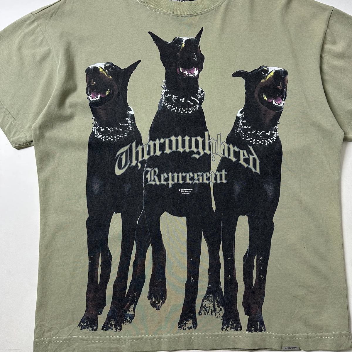 REPRESENT Thoroughbred T-Shirt in Olive Green Size Small (Fits Medium)