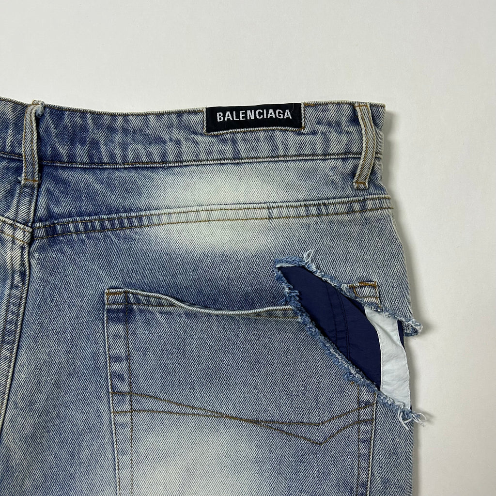 Balenciaga "Afterworld" Slashed Track pants Jeans washed denim (Size 36) OFF only - SOLD