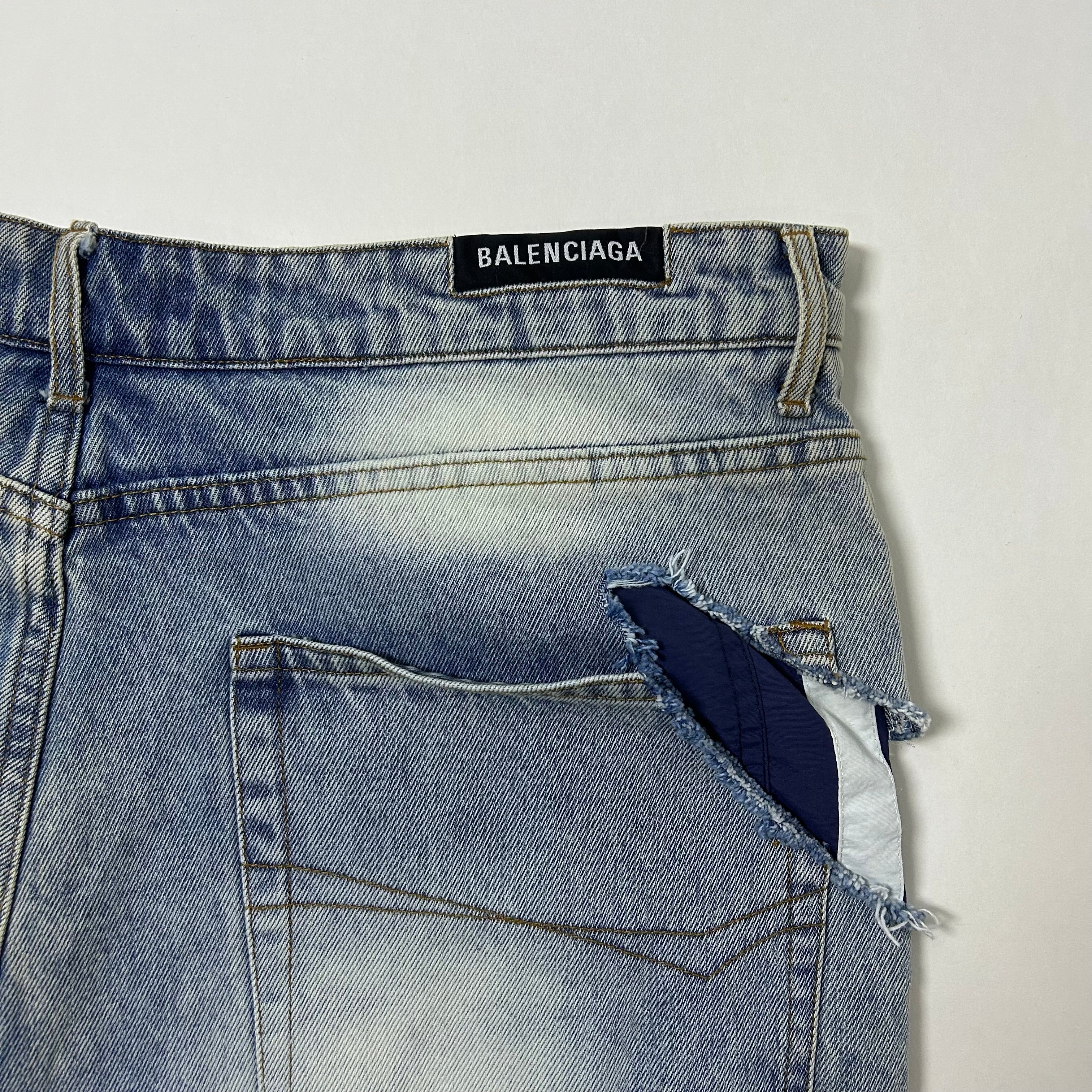 Balenciaga "Afterworld" Slashed Track pants Jeans washed denim (Size 36) OFF only - SOLD
