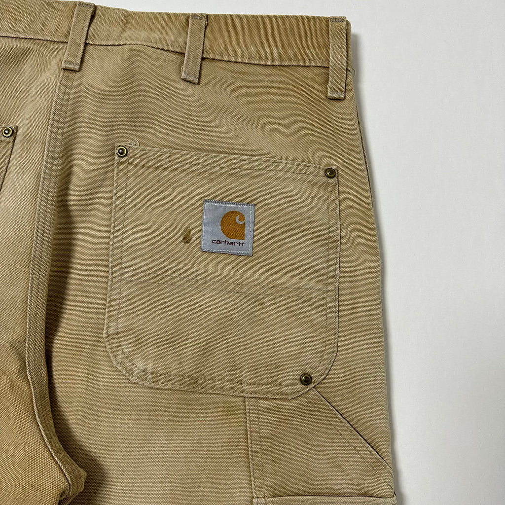 Vintage Carhartt Double-Knee Big Patch Carpenter Pants Faded Brown Size 32-33