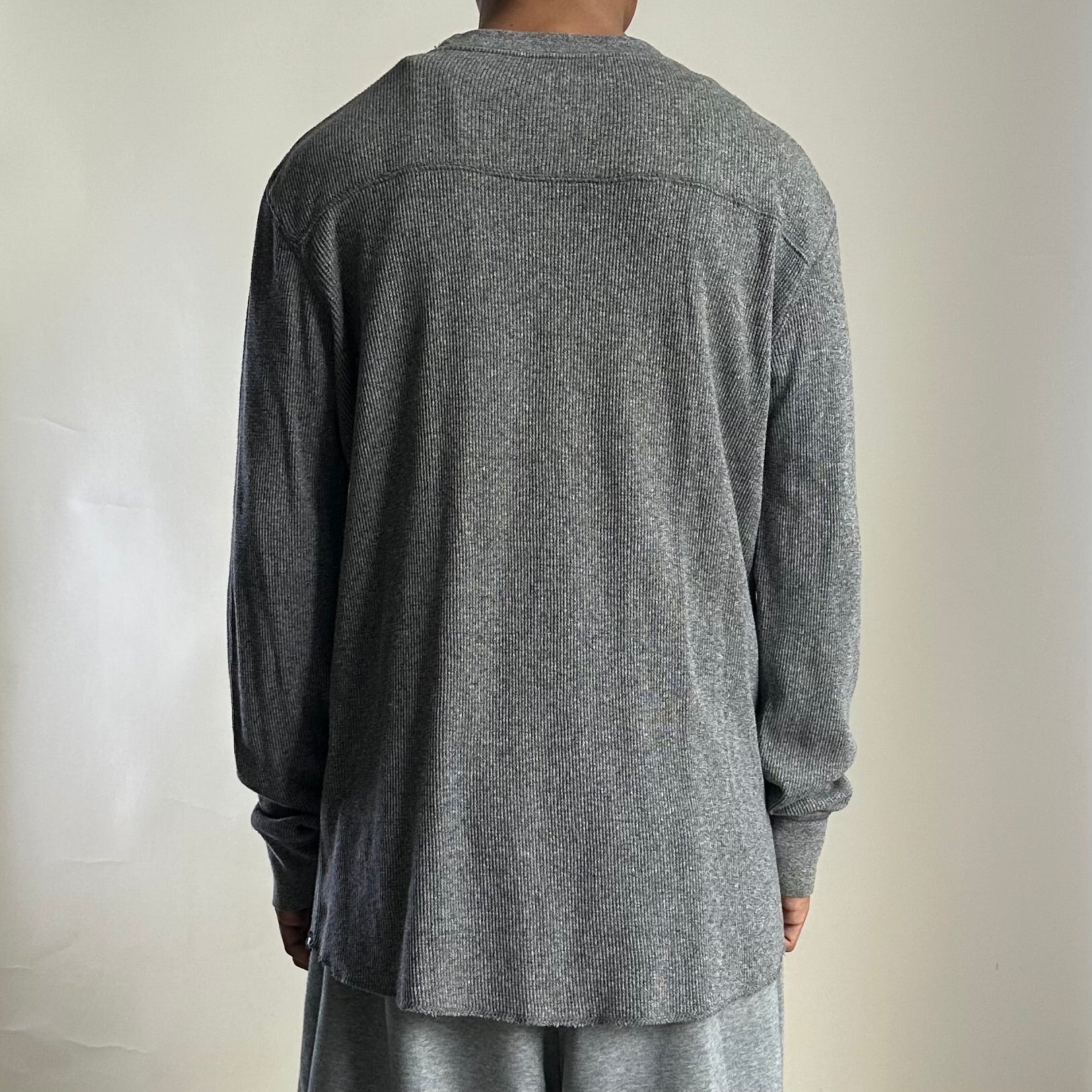 Y2K Hurley Waffle-knit Longsleeve Shirt in Gray Medium (Fits Large)