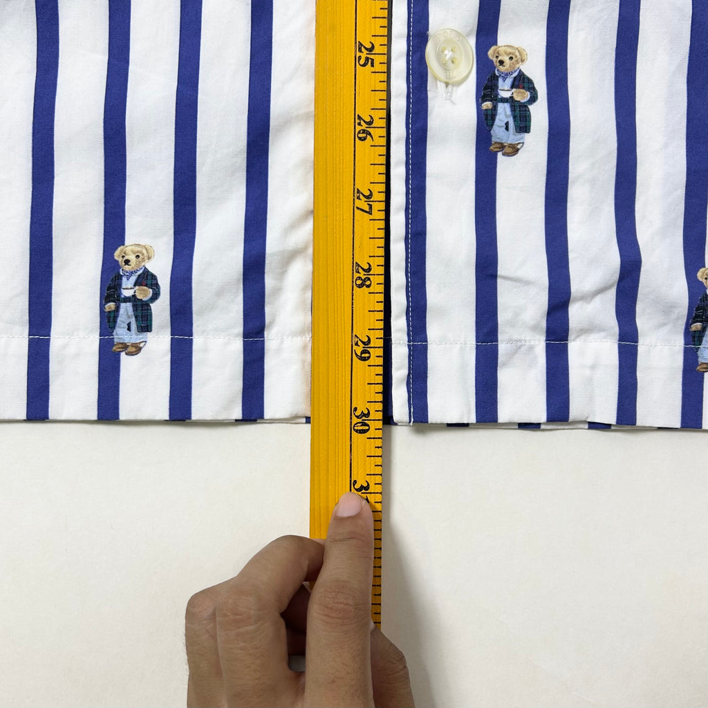 Polo Ralph Lauren Striped Pyjama Shirt All-over Polo Bear graphic pattern in White Size Medium (Fits Large)