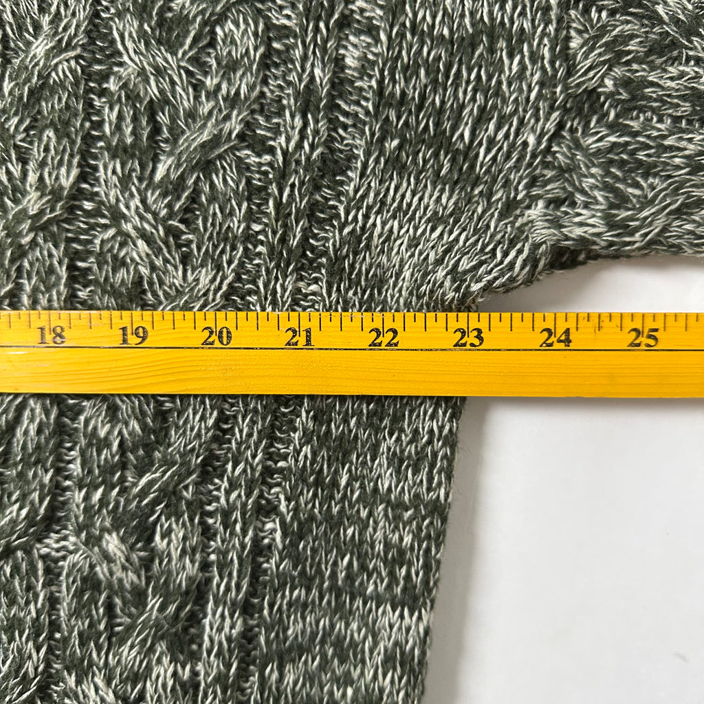 Vintage Structure Cable-Knit Sweater in Marled Green (Size XL)