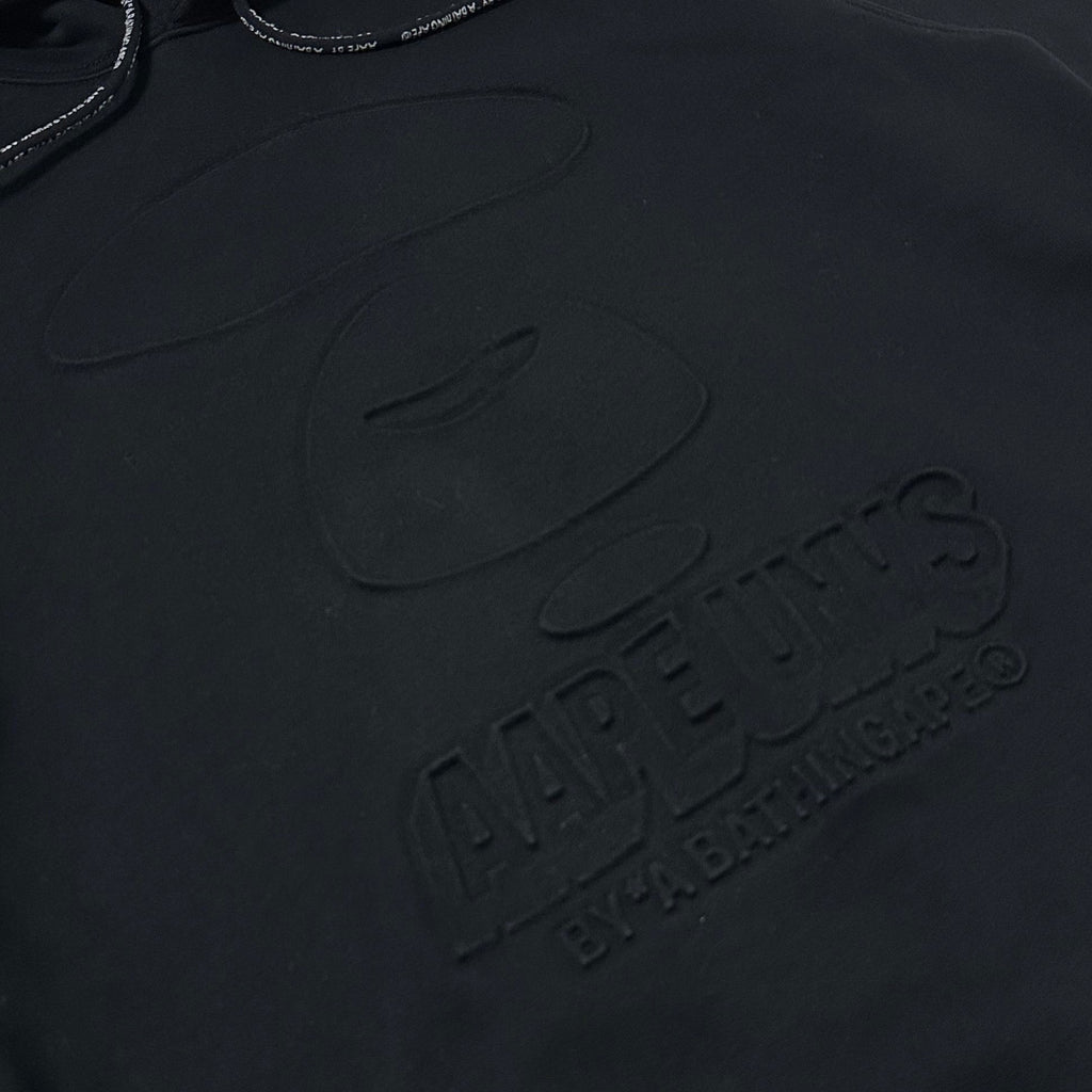 AAPE Embossed Logo Hoodie Jacket in Black (Size Medium)