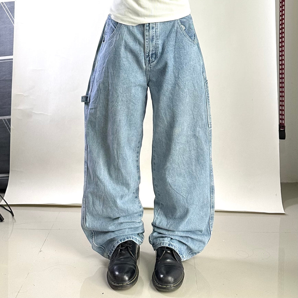 Random Baggy Denim Carpenter Pants in Light Wash (Size 34)