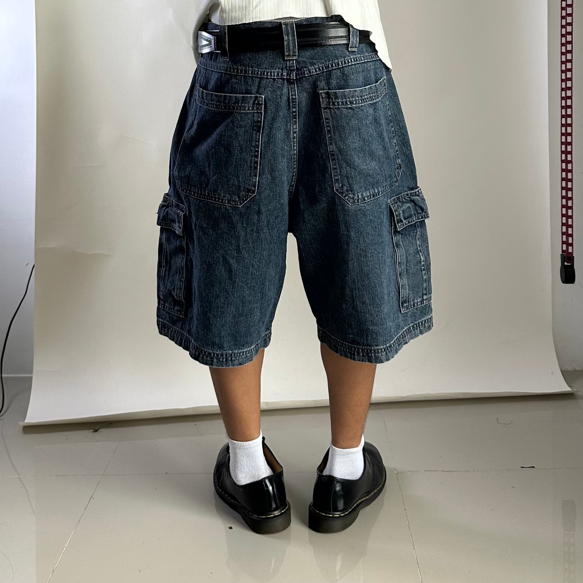 Wrangler Cargo Jorts Dark Blue Denim (Size 34)