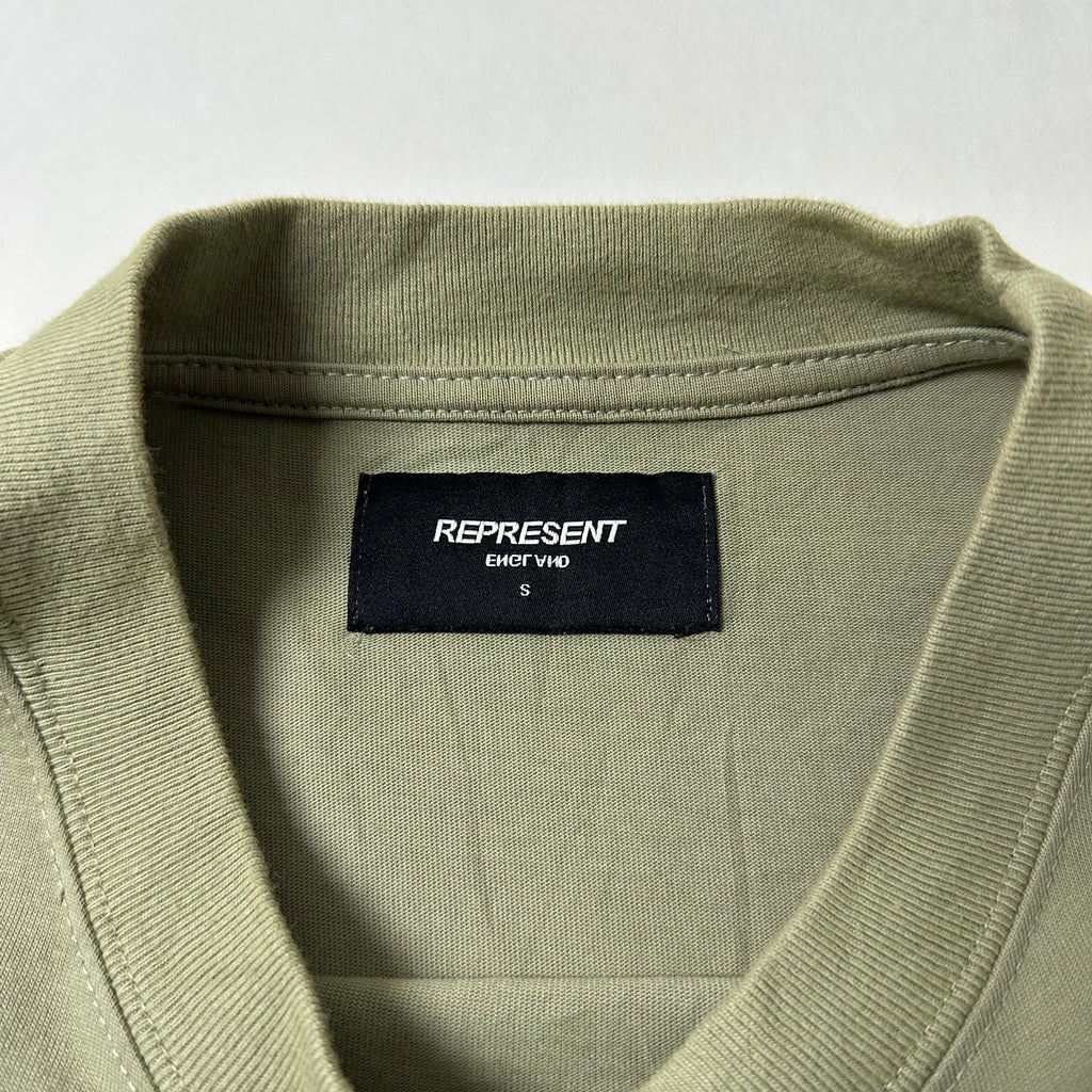 REPRESENT Thoroughbred T-Shirt in Olive Green Size Small (Fits Medium)