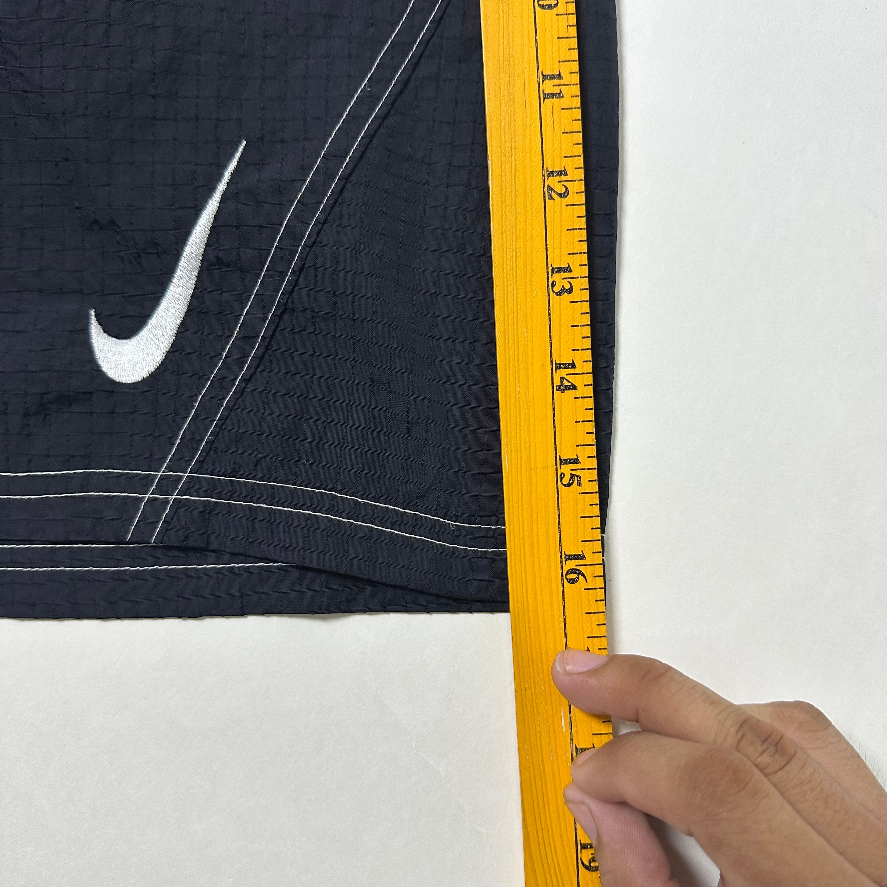 Nike Nylon Double Swoosh Shorts in Black with contrast white stitching (Size Small 26-32) - SOLD