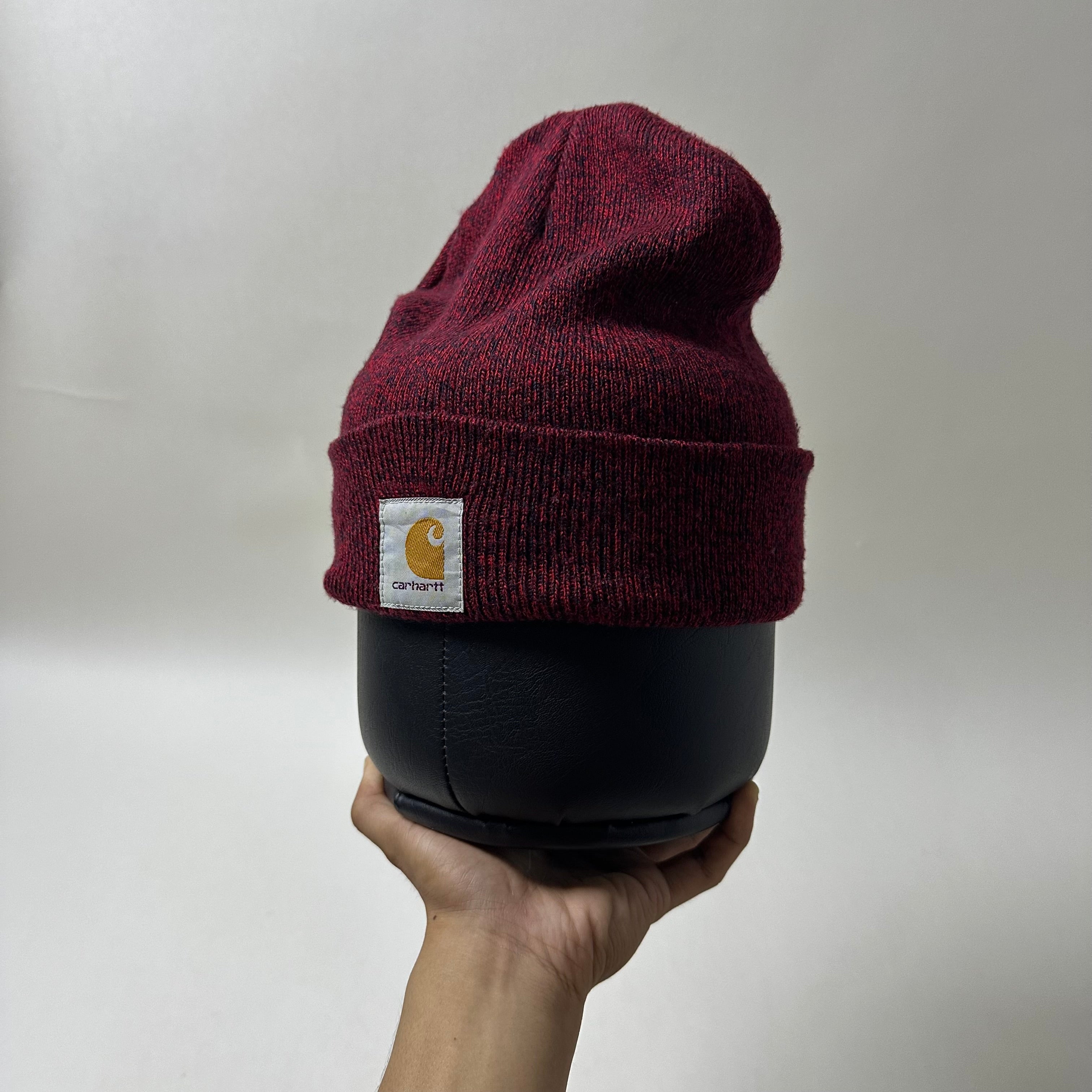 Carhartt Acrylic Knit Beanie Hat in Marled Red and Navy (One Size)