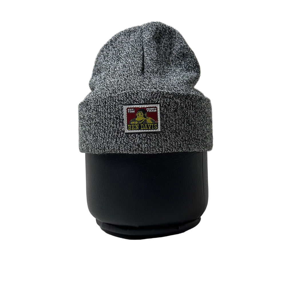 BEN DAVIS Beanie Acrylic Cuffed Knit Hat in Marled Black (One Size)