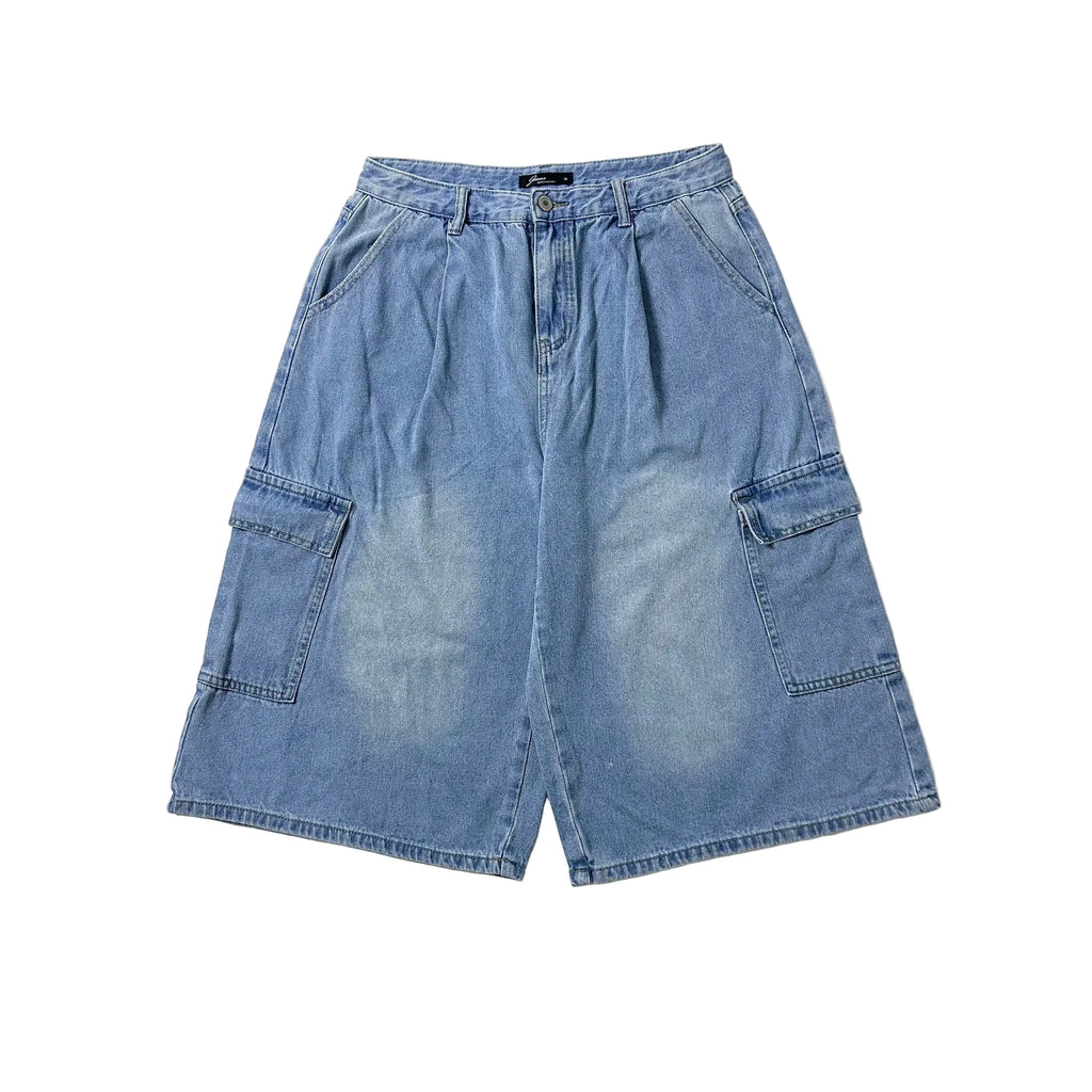 QueenShop Baggy Cargo Long Jorts Light Wash (Size 30)
