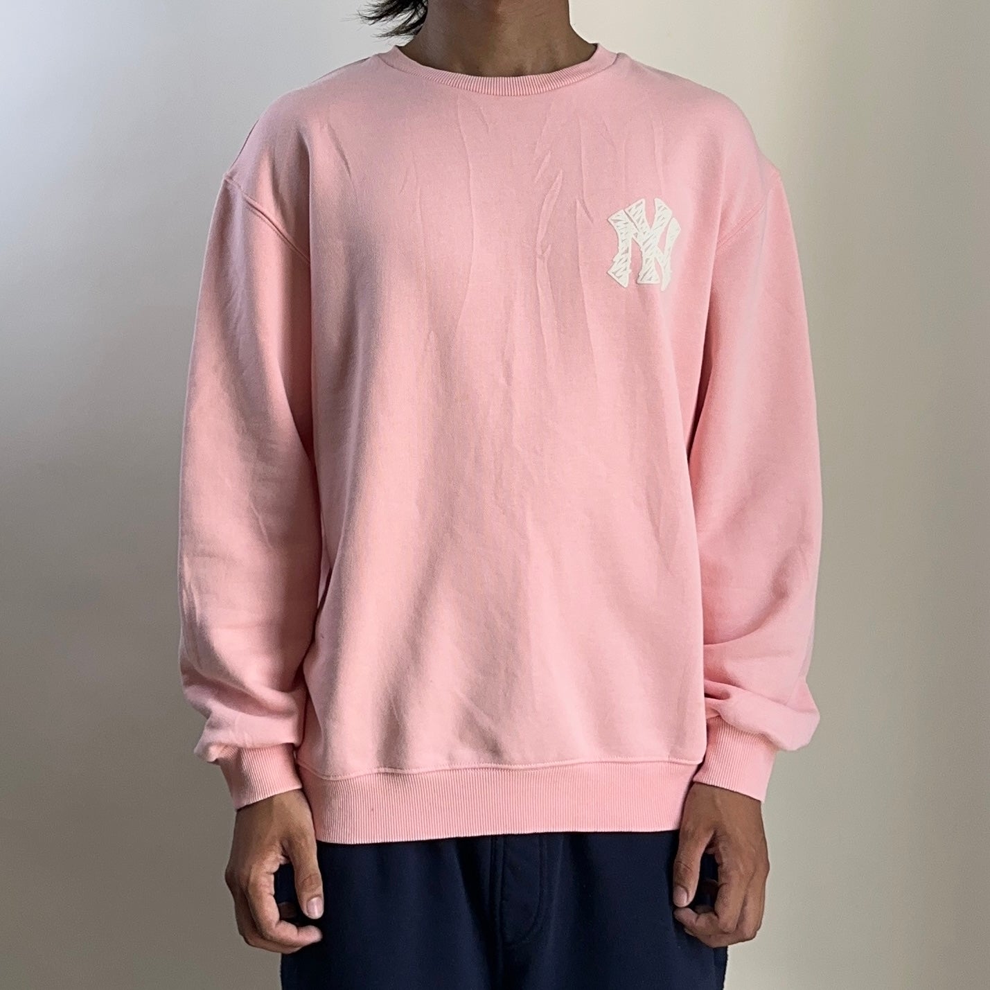 MLB NY Yankees Crewneck Sweater Pastel Pink Small (Fits Medium)